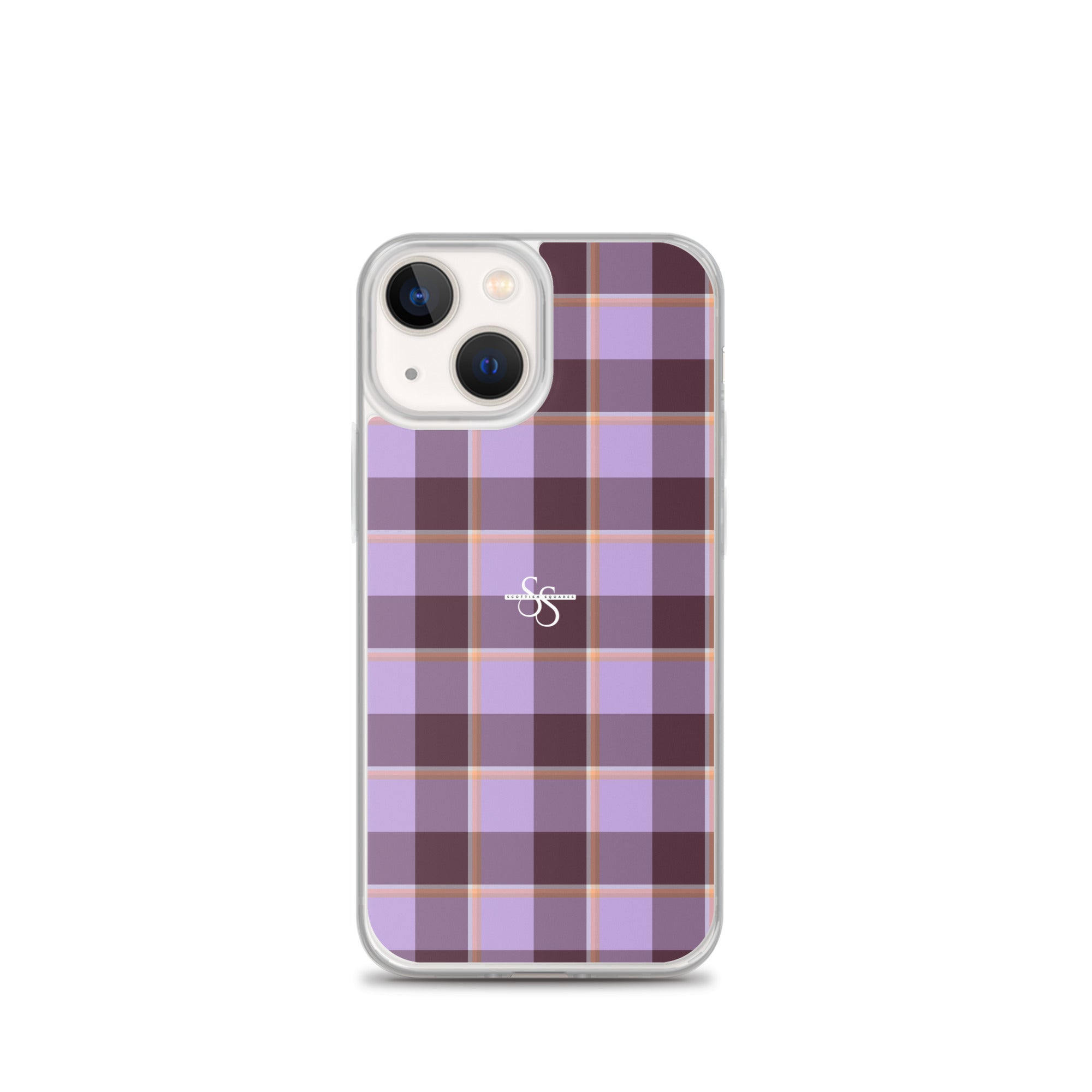 Clear Case for iPhone Light Wisteria and Livid Brown Plaid iPhone 13 mini - Scottish Squares