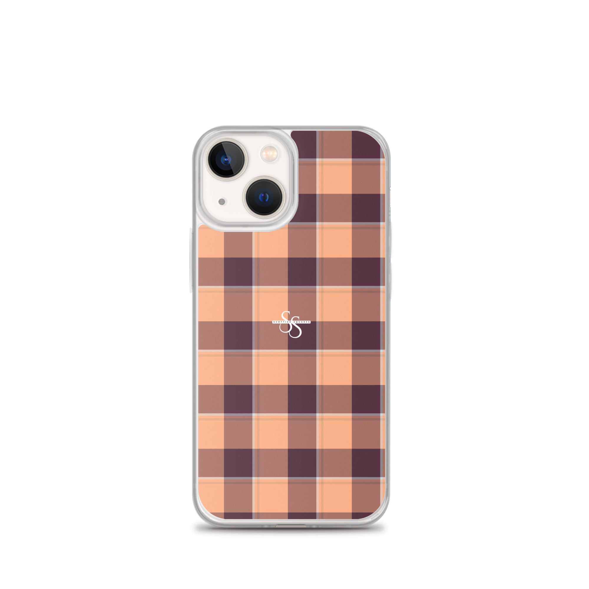 Clear Case for iPhone Hit Pink and Livid Brown Plaid iPhone 13 mini - Scottish Squares