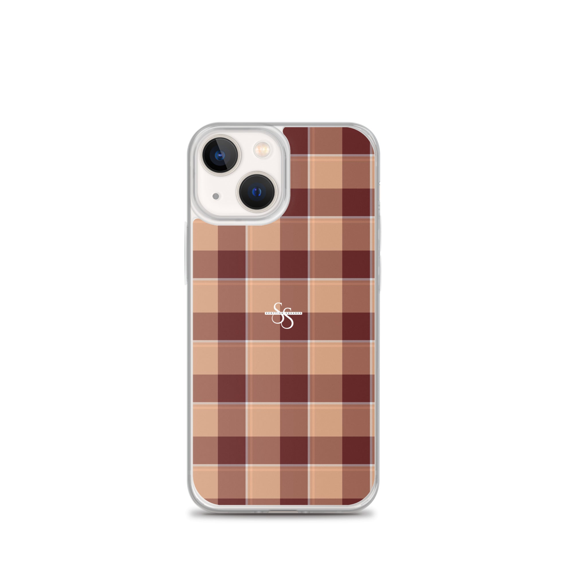 Clear Case for iPhone Whiskey and Livid Brown Plaid iPhone 13 mini - Scottish Squares