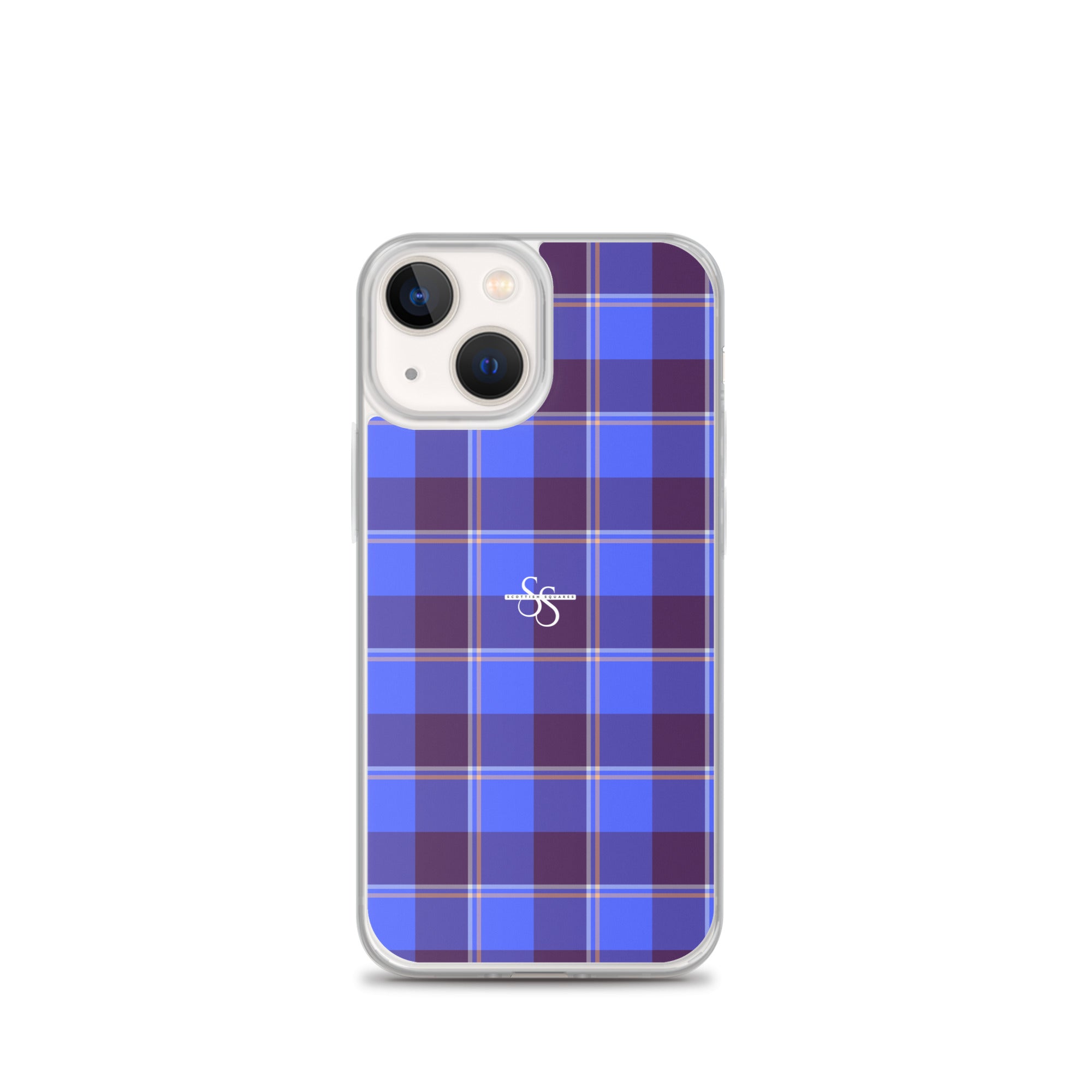 Clear Case for iPhone Cornflower Blue and Livid Brown Plaid iPhone 13 mini - Scottish Squares