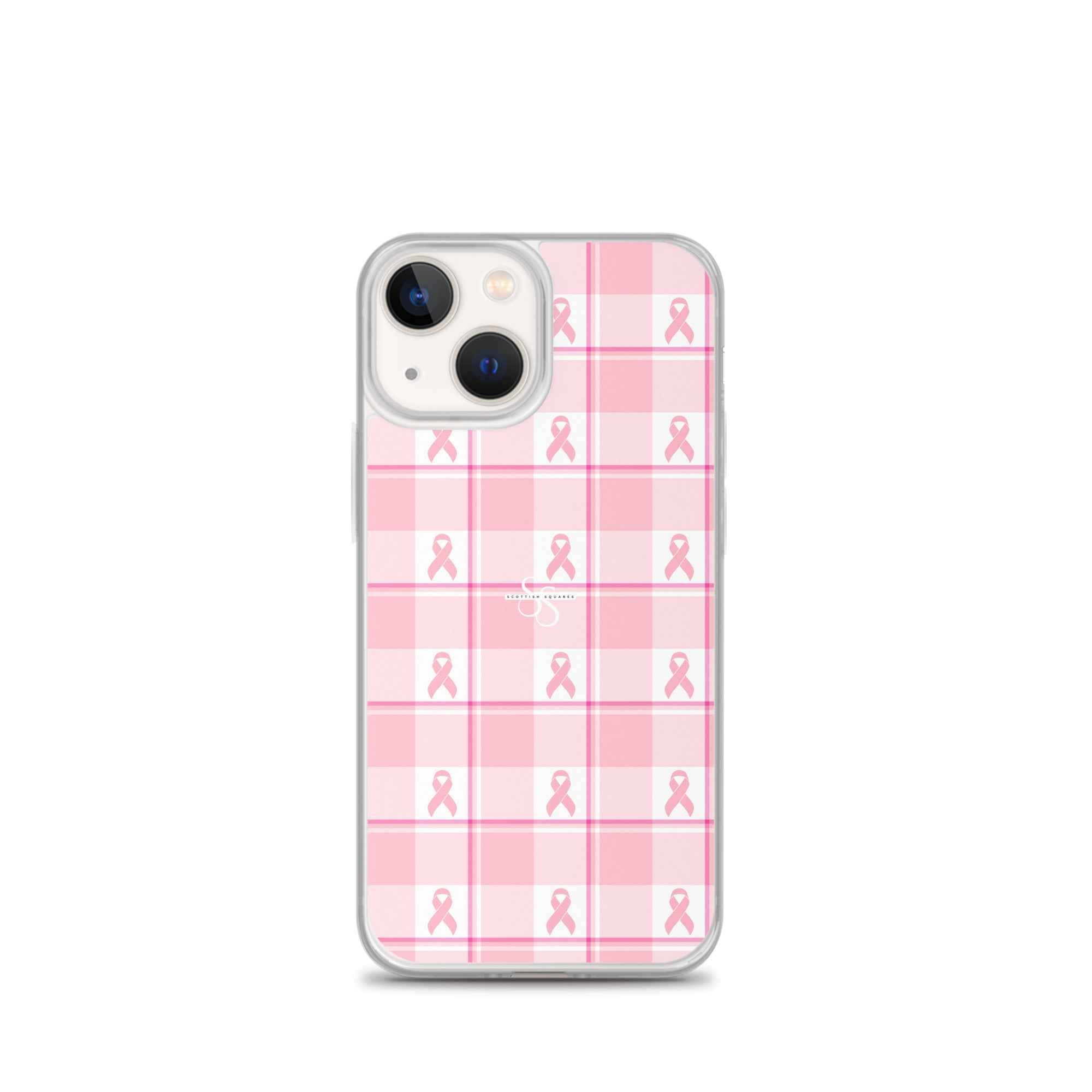 Clear Case for iPhone Breast Cancer Awareness Plaid iPhone 13 mini - Scottish Squares