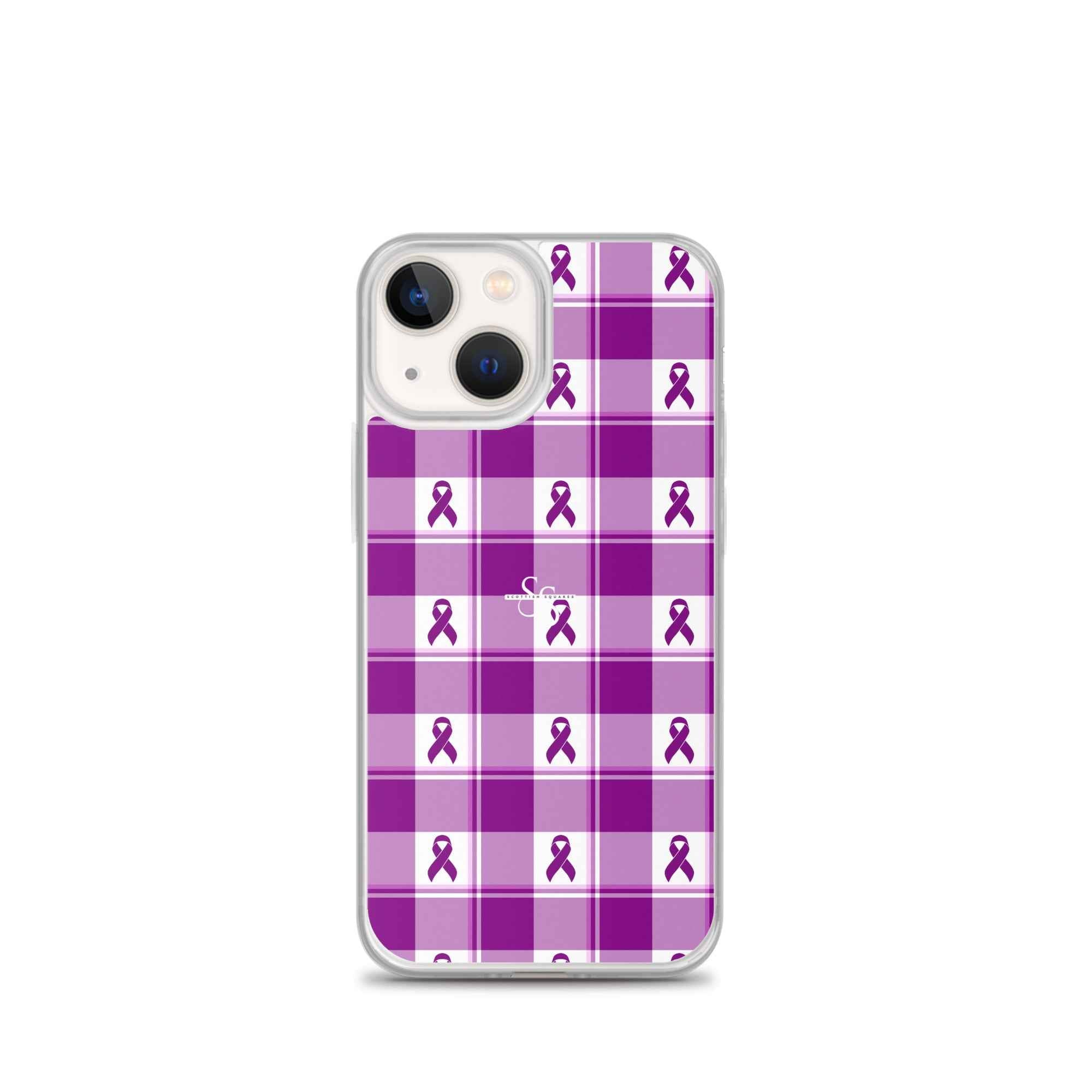 Clear Case for iPhone Pancreatic Cancer Awareness Plaid iPhone 13 mini - Scottish Squares