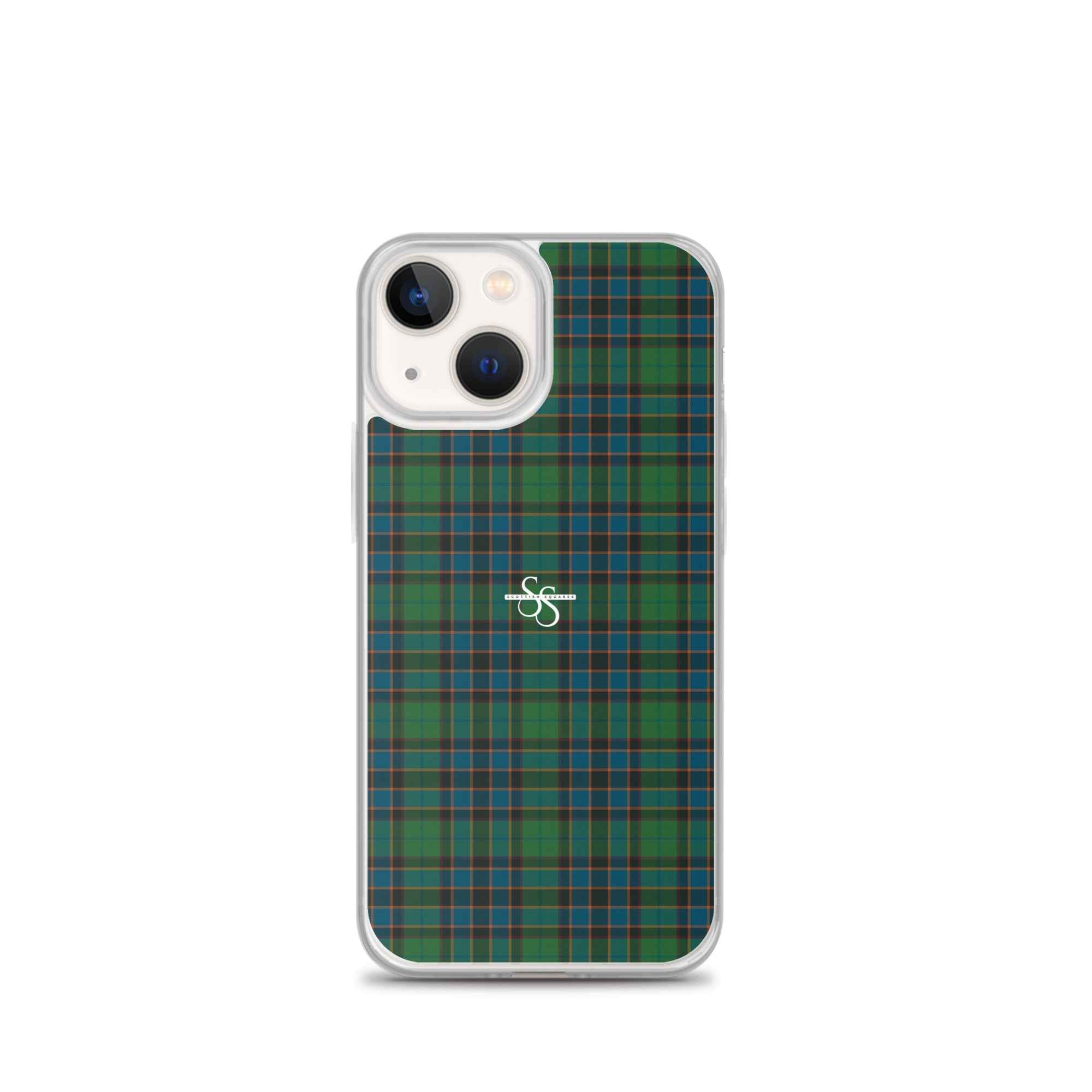 Clear Case for iPhone Green Blue Orange Plaid Tartan