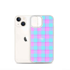 Clear Case for iPhone Mauve and Coastal Mist Plaid - Scottish Squares
