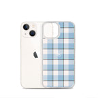 Clear Case for iPhone Pink Cloud and Blue Lagoon Plaid - Scottish Squares
