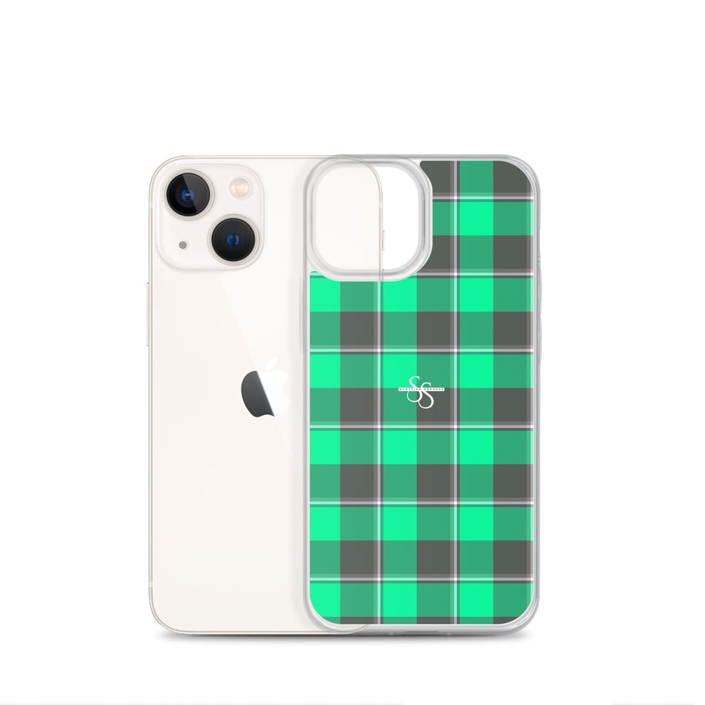 Clear Case for iPhone Spring Green and Finlandia Plaid - Scottish Squares