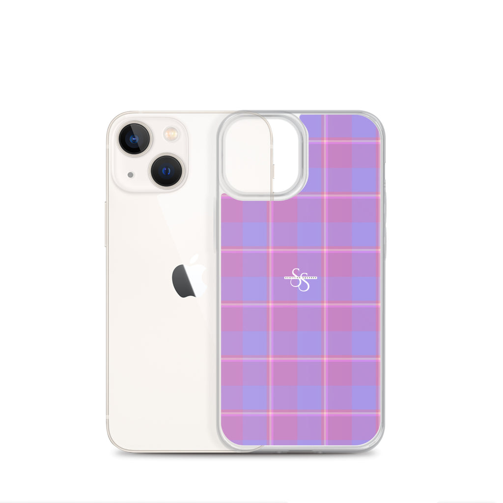 Clear Case for iPhone Viola and Dull Lavender Plaid - Scottish Squares