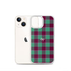 Clear Case for iPhone Ocean Green and Mulberry Wood Plaid - Scottish Squares