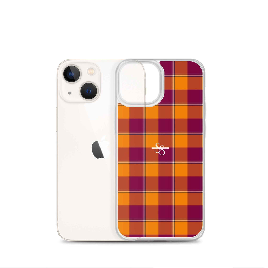 Clear Case for iPhone Tahiti Gold and Rose Bud Cherry Plaid - Scottish Squares