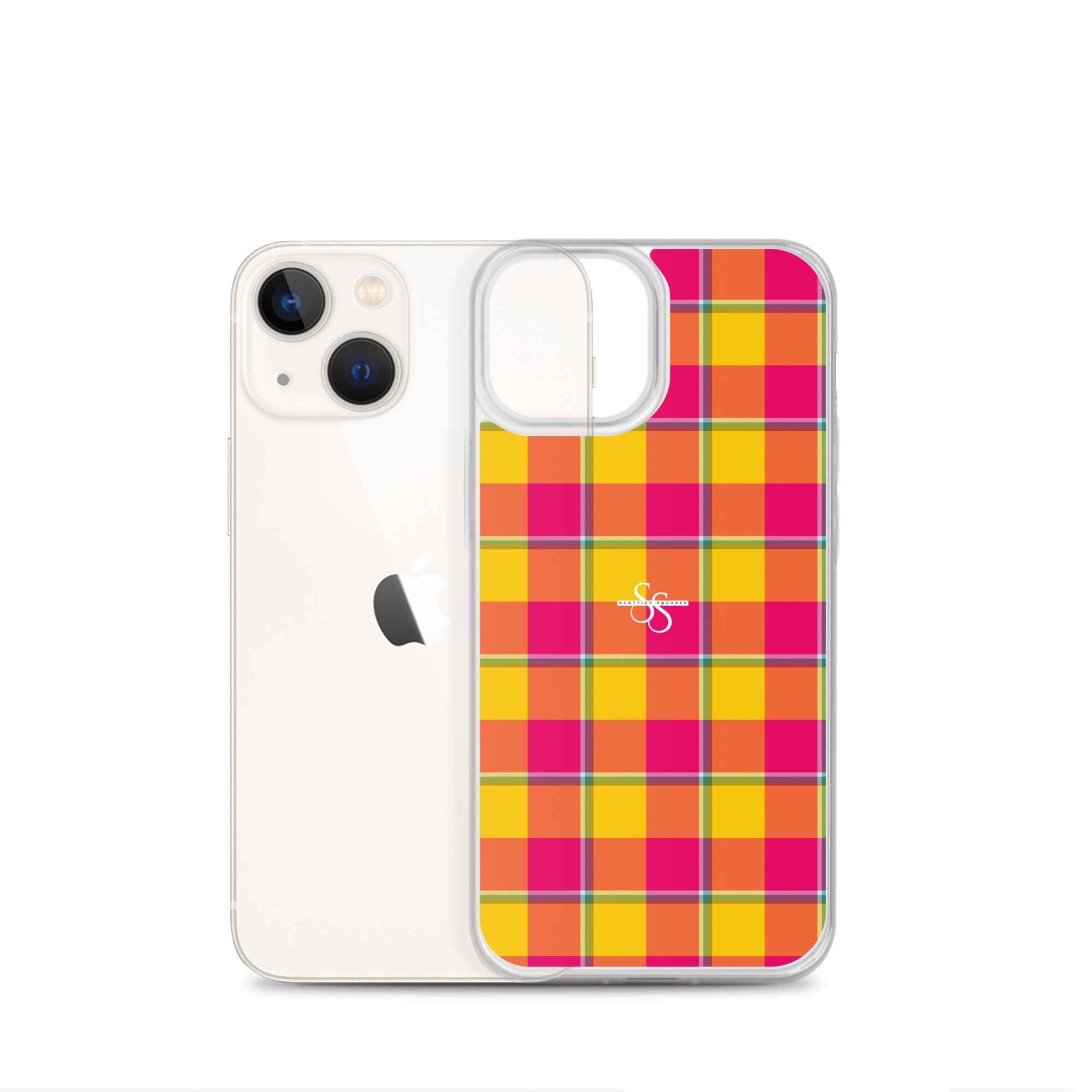 Clear Case for iPhone Corn and Razzmatazz Plaid - Scottish Squares