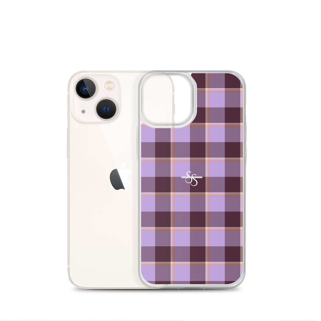 Clear Case for iPhone Light Wisteria and Livid Brown Plaid - Scottish Squares