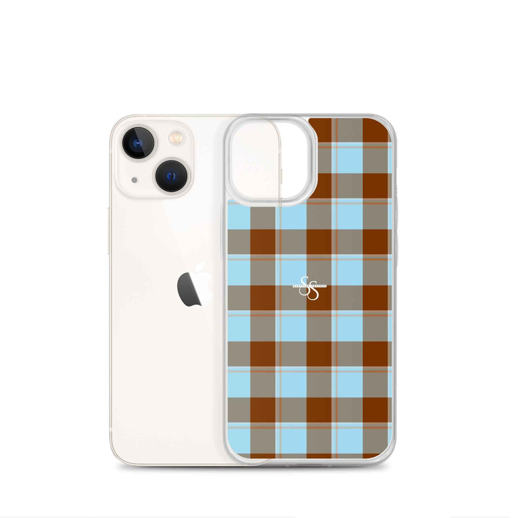 Clear Case for iPhone Blizzard Blue and Livid Brown Plaid - Scottish Squares