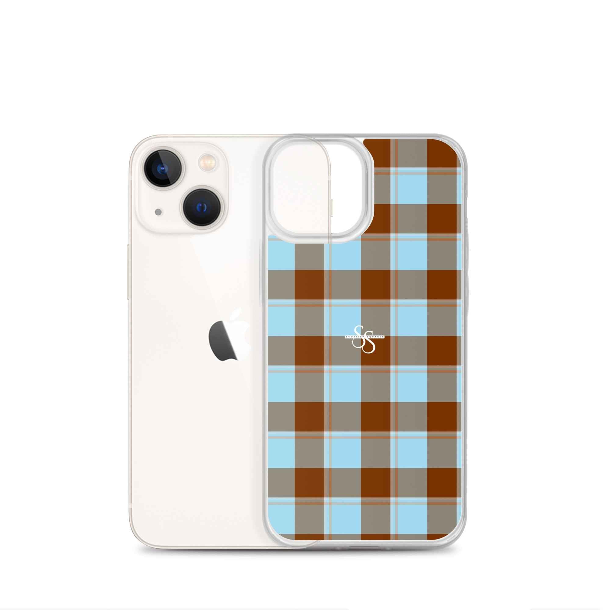 Clear Case for iPhone Blizzard Blue and Livid Brown Plaid - Scottish Squares