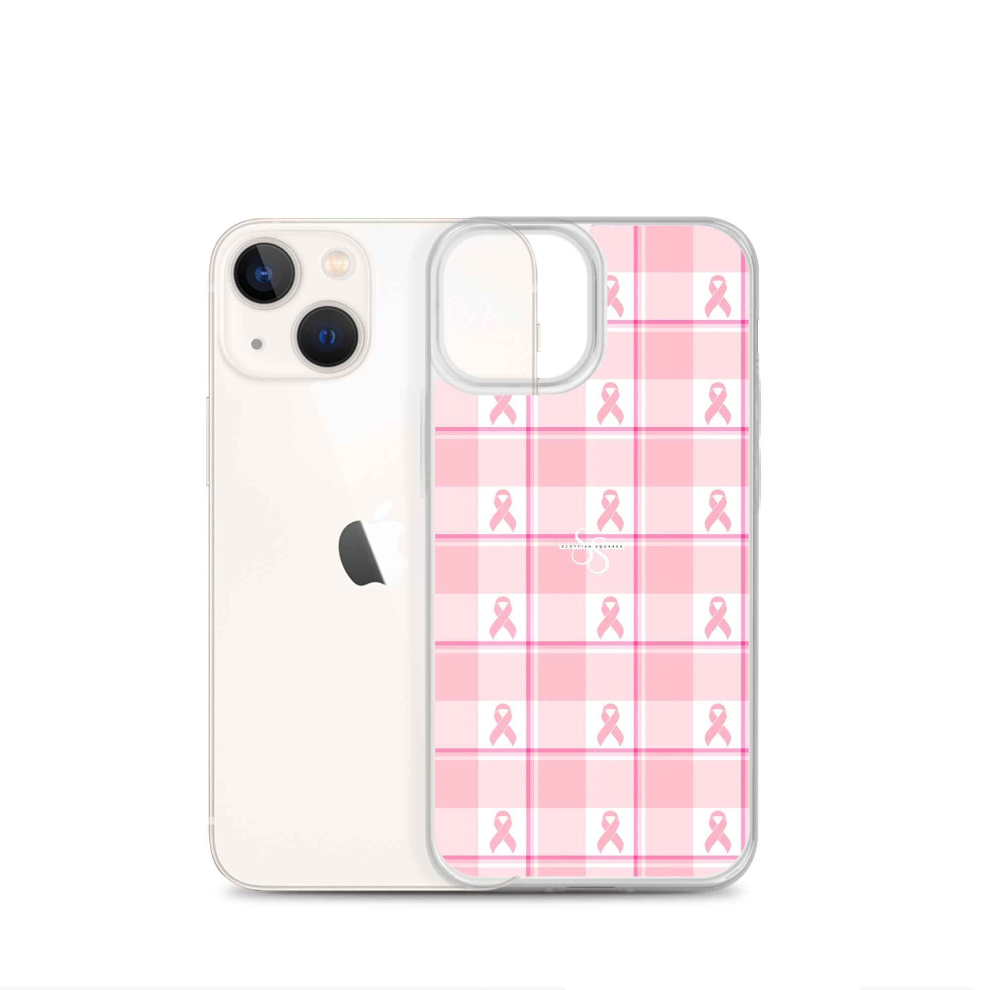 Clear Case for iPhone Breast Cancer Awareness Plaid - Scottish Squares