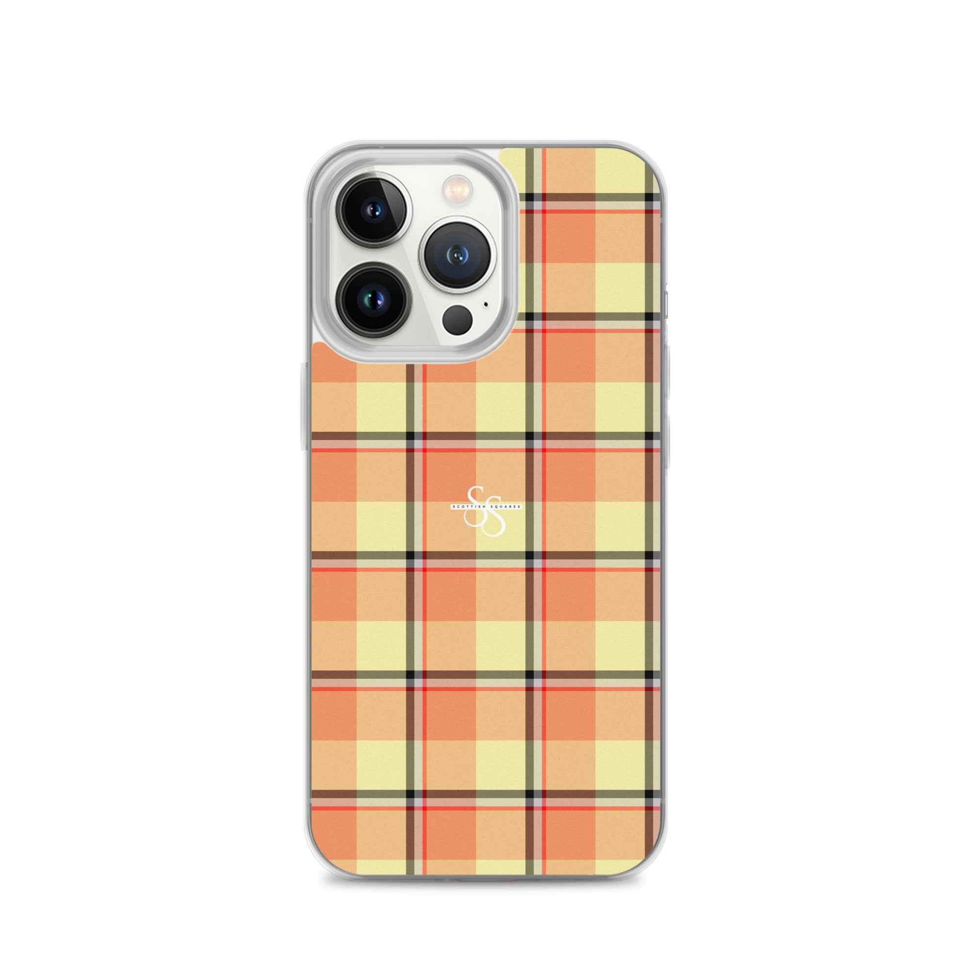 Clear Case for iPhone Claystone and Morning Mist Plaid iPhone 13 Pro - Scottish Squares