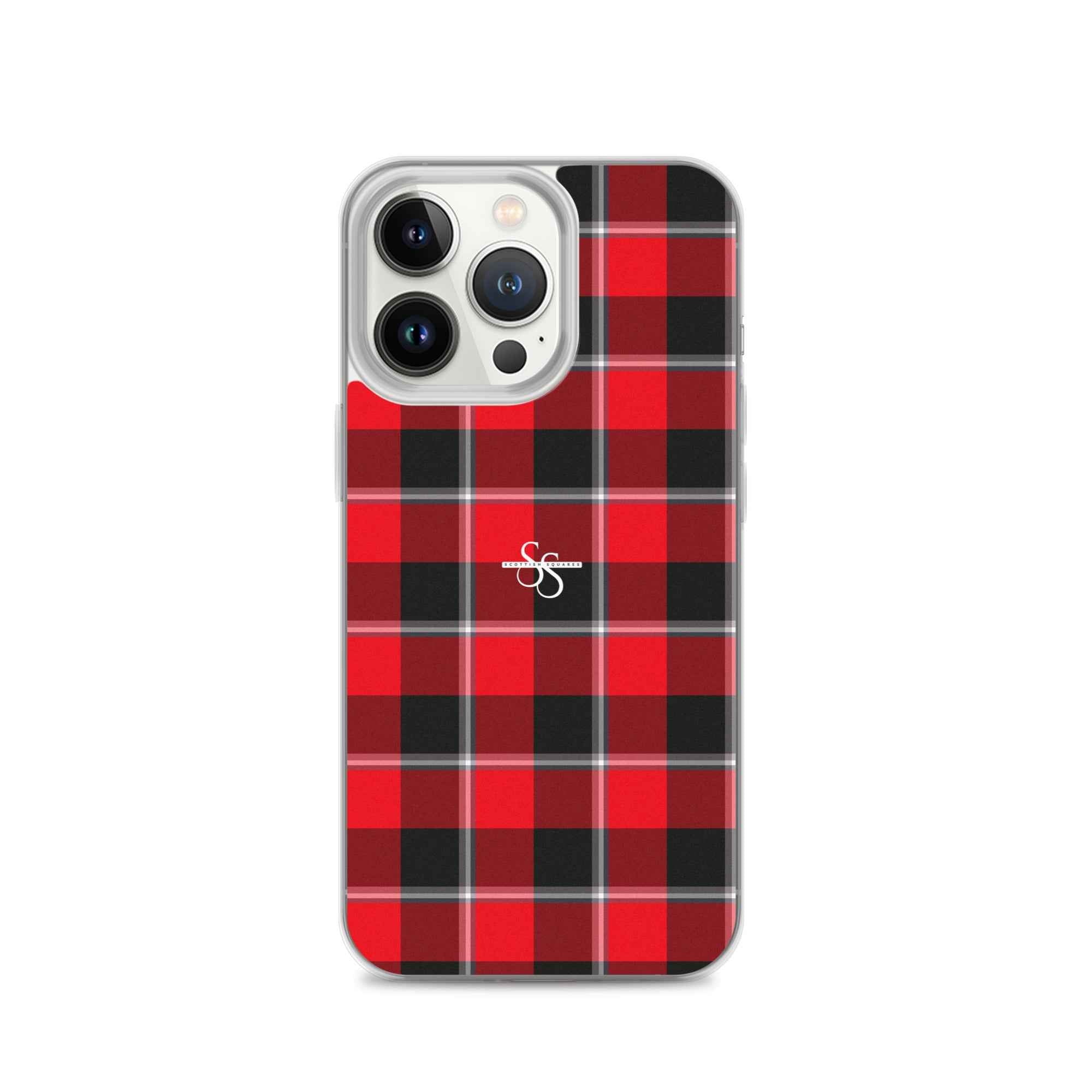 Clear Case for iPhone Red Ribbon and Heavy Metal Plaid iPhone 13 Pro - Scottish Squares