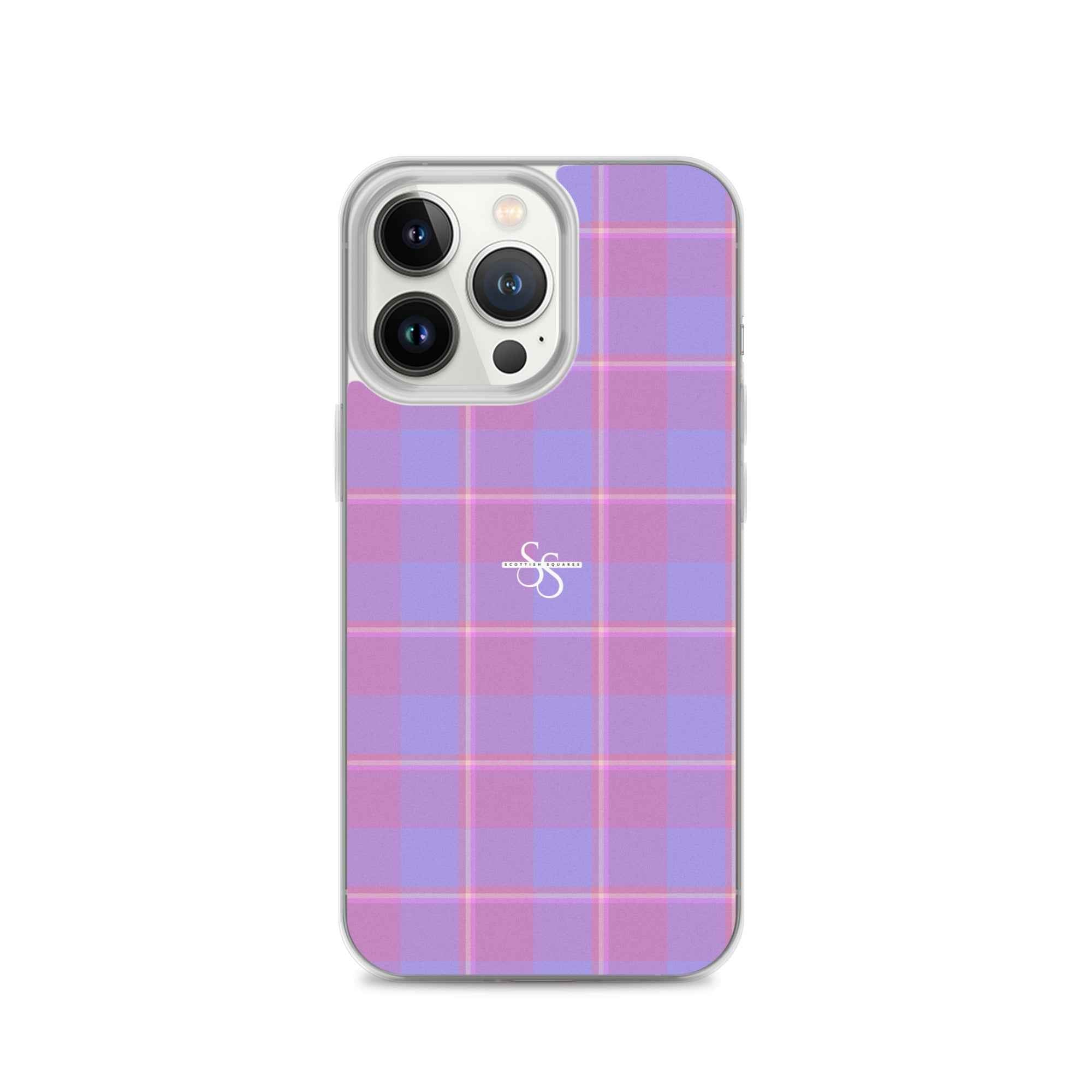 Clear Case for iPhone Viola and Dull Lavender Plaid iPhone 13 Pro - Scottish Squares