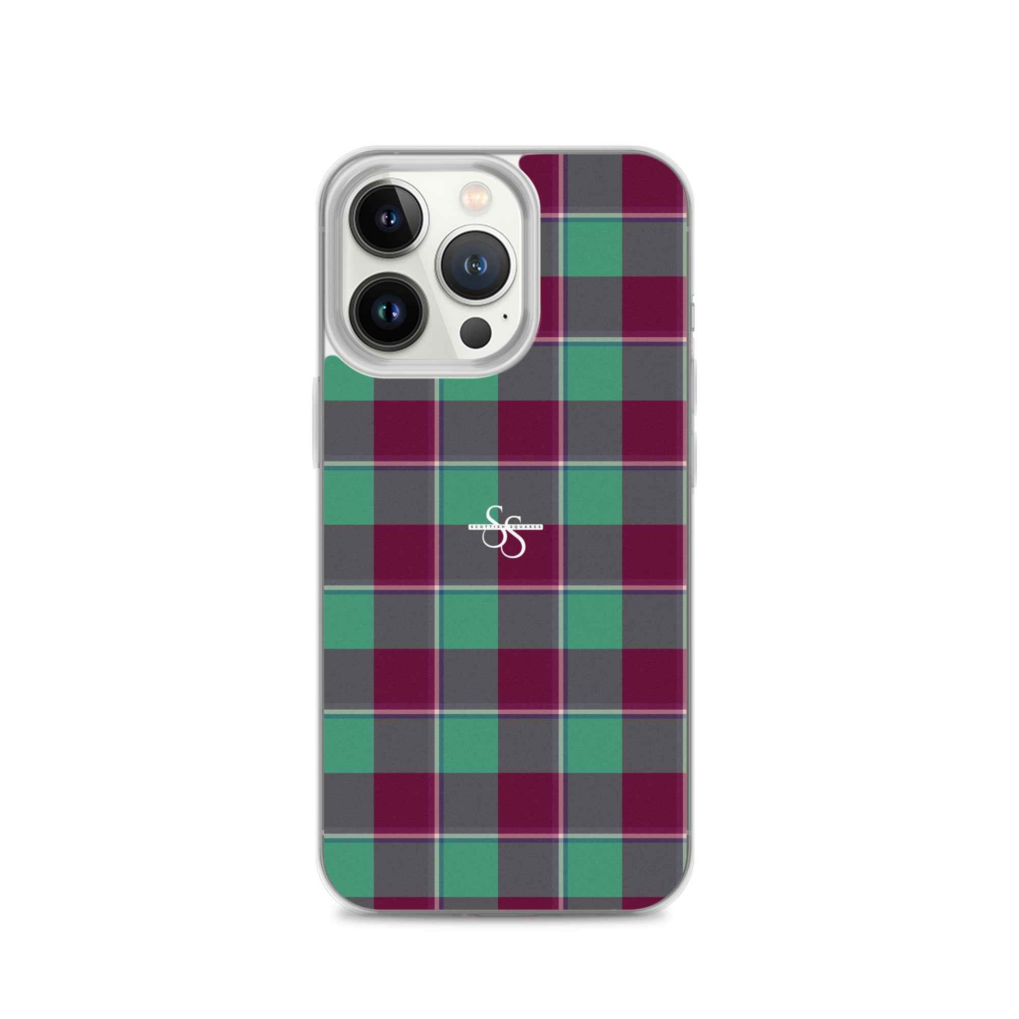 Clear Case for iPhone Ocean Green and Mulberry Wood Plaid iPhone 13 Pro - Scottish Squares