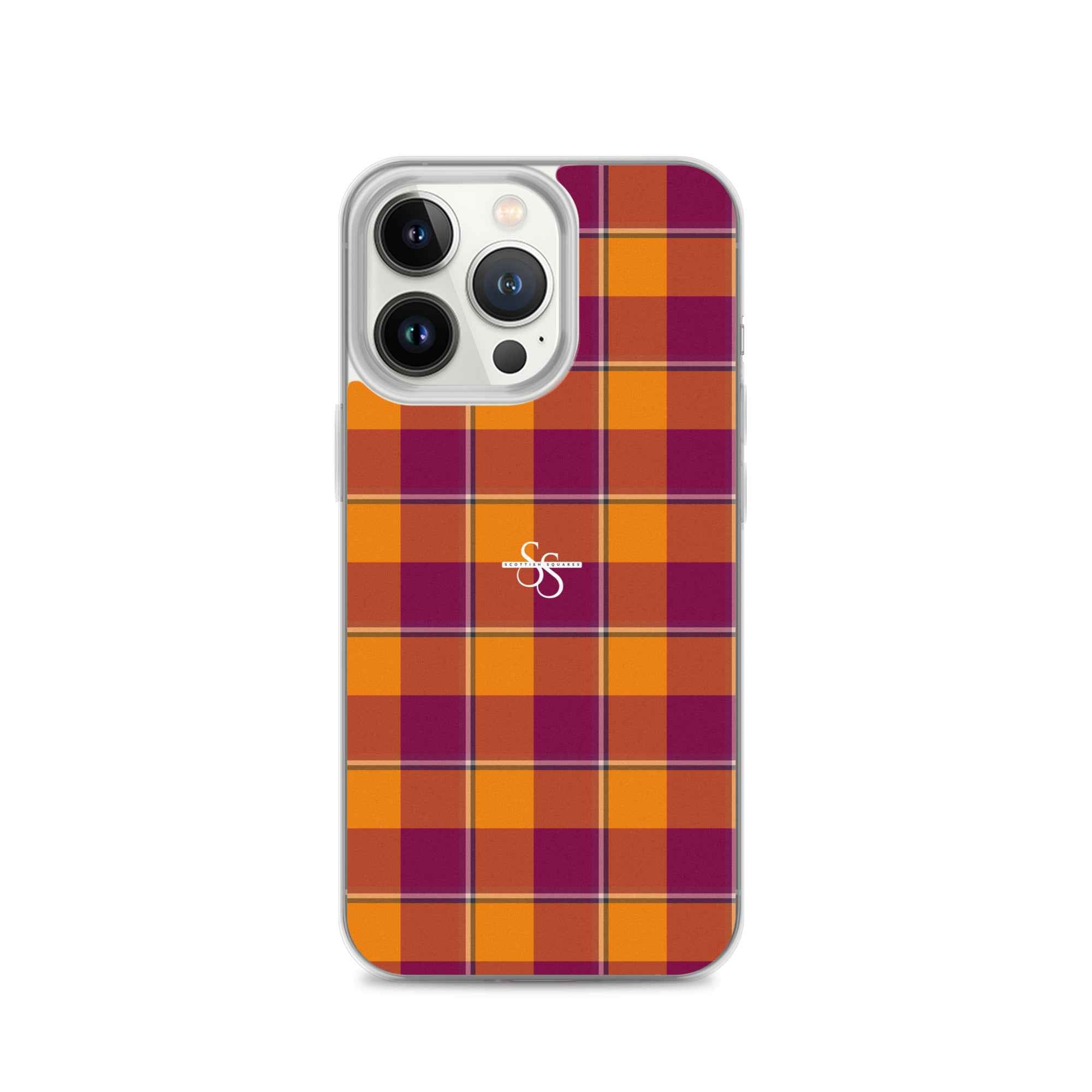 Clear Case for iPhone Tahiti Gold and Rose Bud Cherry Plaid iPhone 13 Pro - Scottish Squares