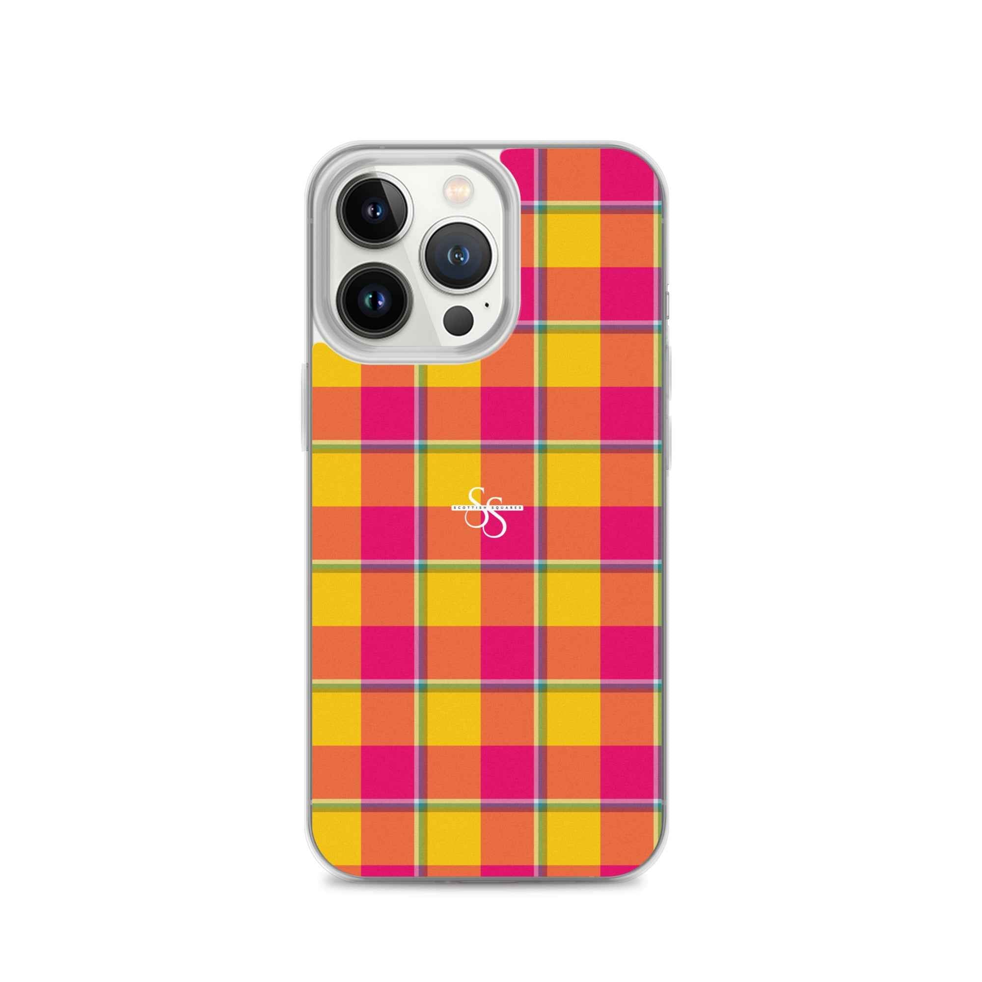 Clear Case for iPhone Corn and Razzmatazz Plaid iPhone 13 Pro - Scottish Squares