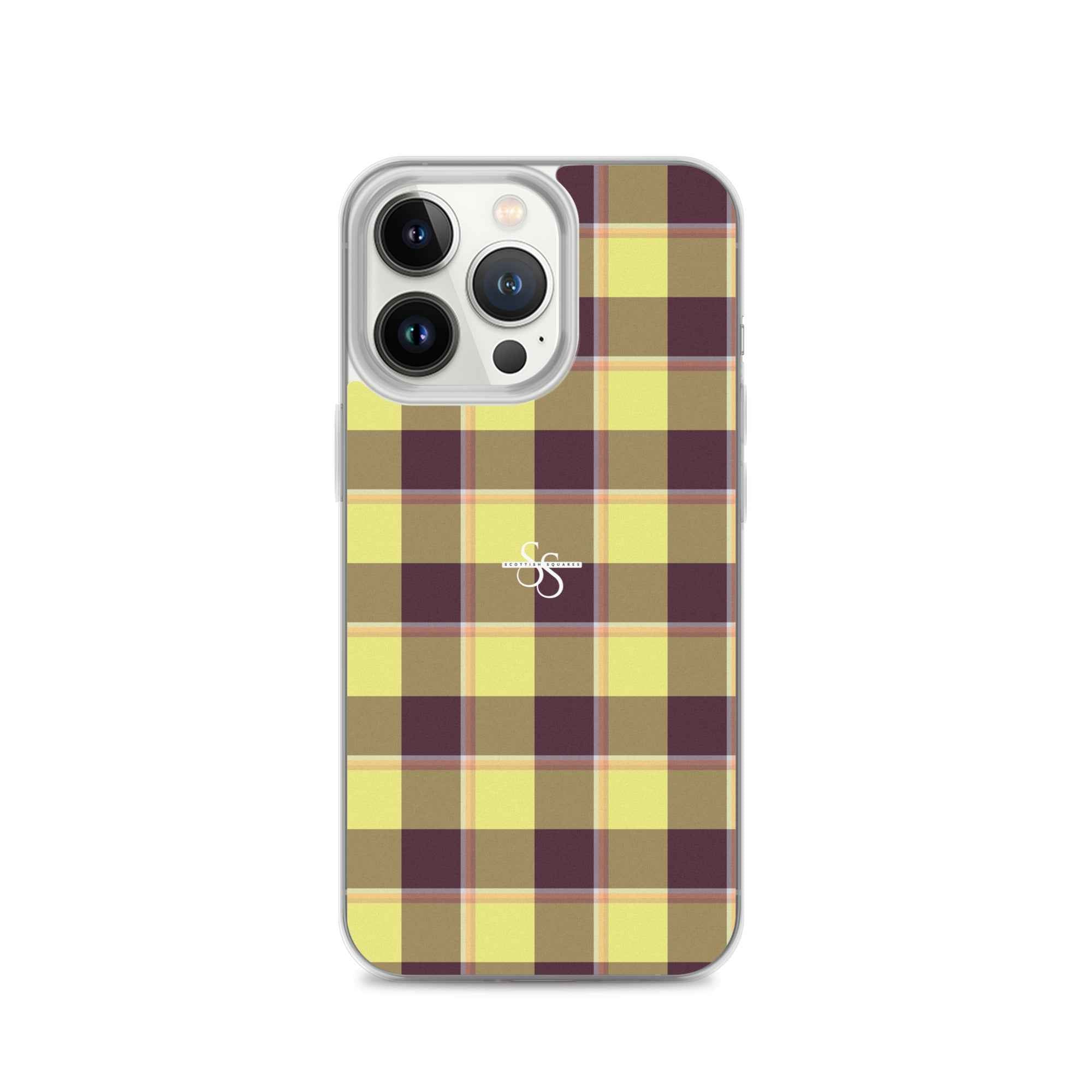 Clear Case for iPhone Flax and Livid Brown Plaid iPhone 13 Pro - Scottish Squares