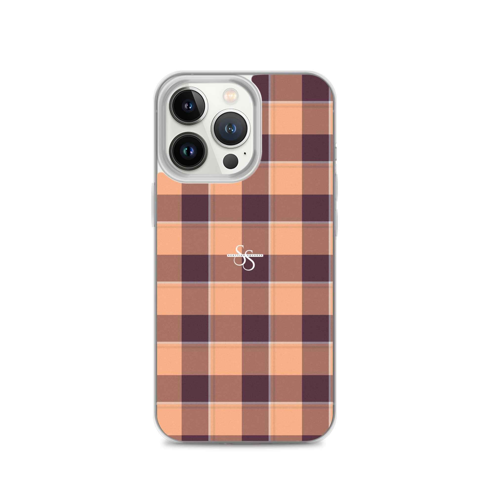 Clear Case for iPhone Hit Pink and Livid Brown Plaid iPhone 13 Pro - Scottish Squares