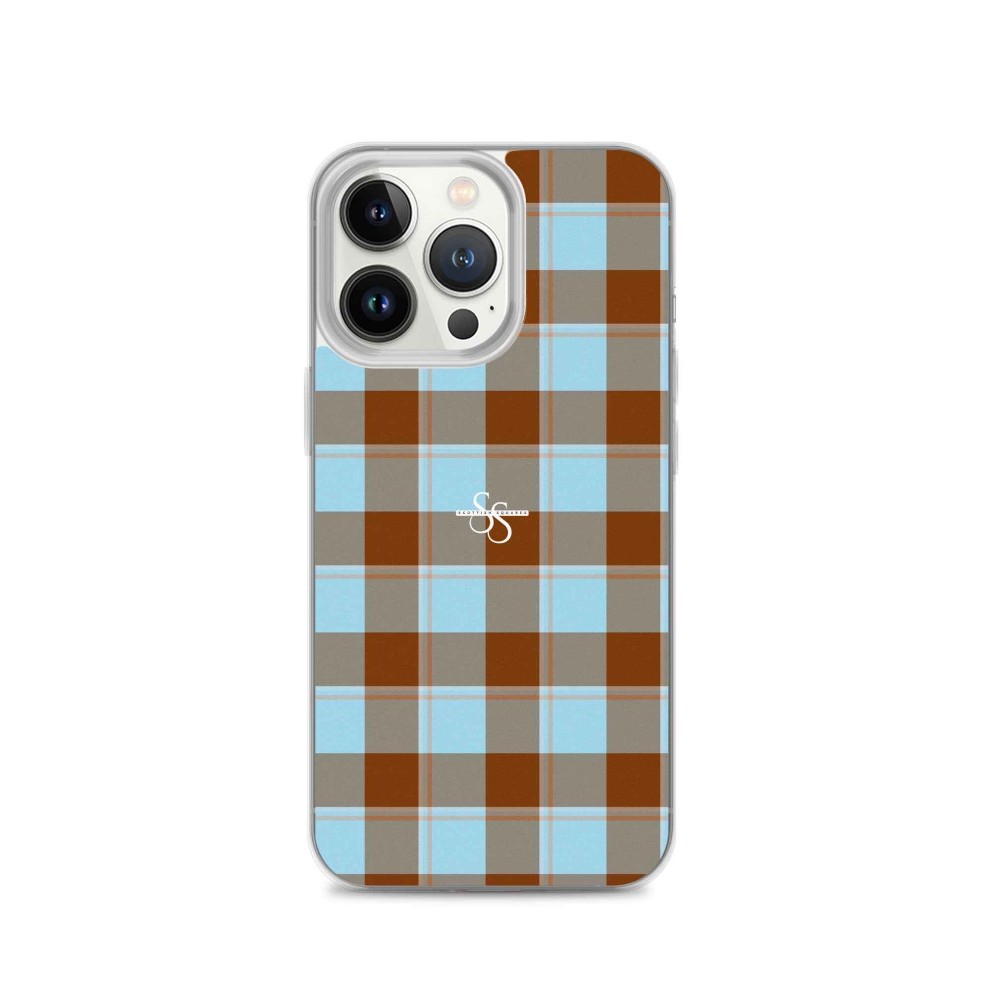 Clear Case for iPhone Blizzard Blue and Livid Brown Plaid iPhone 13 Pro - Scottish Squares