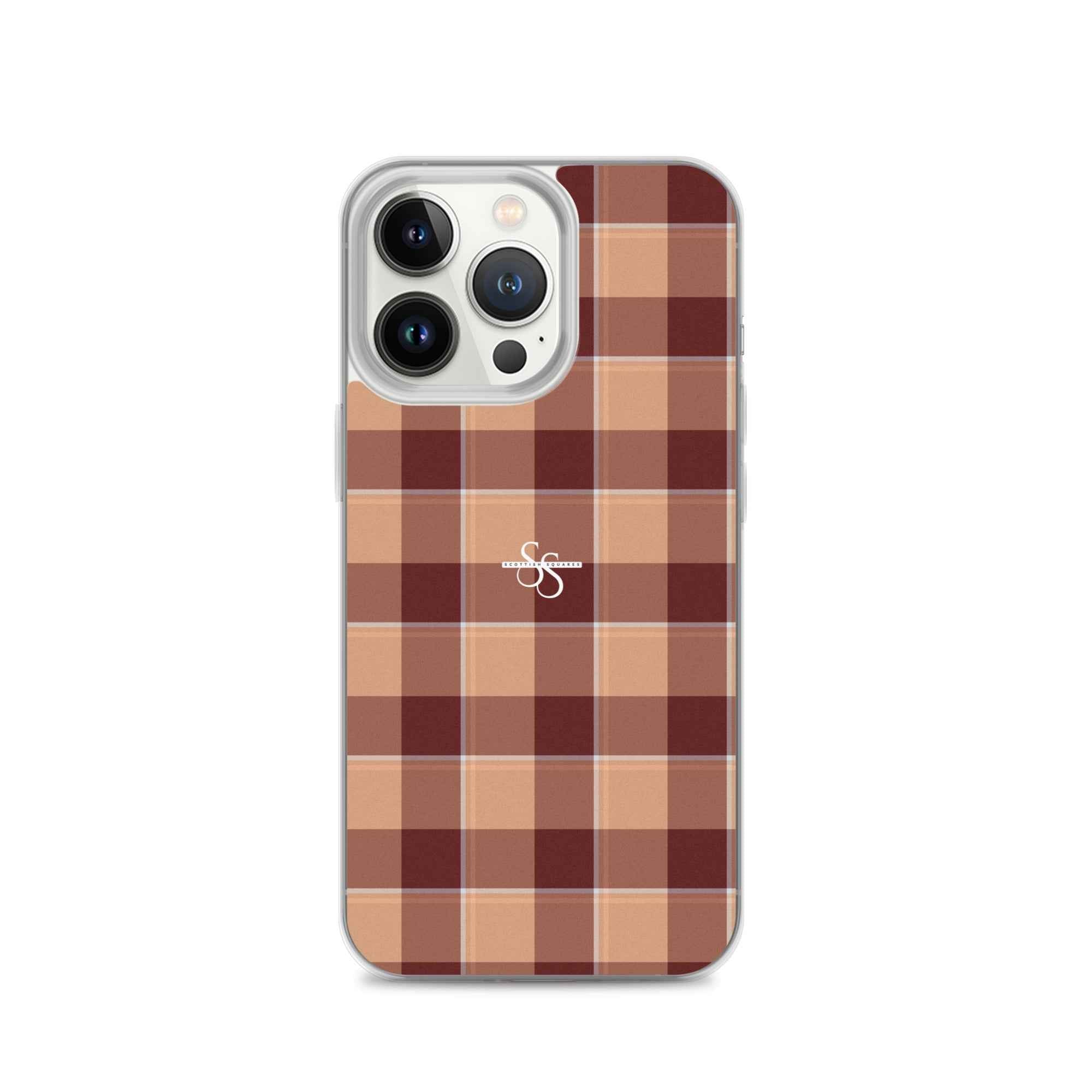 Clear Case for iPhone Whiskey and Livid Brown Plaid iPhone 13 Pro - Scottish Squares