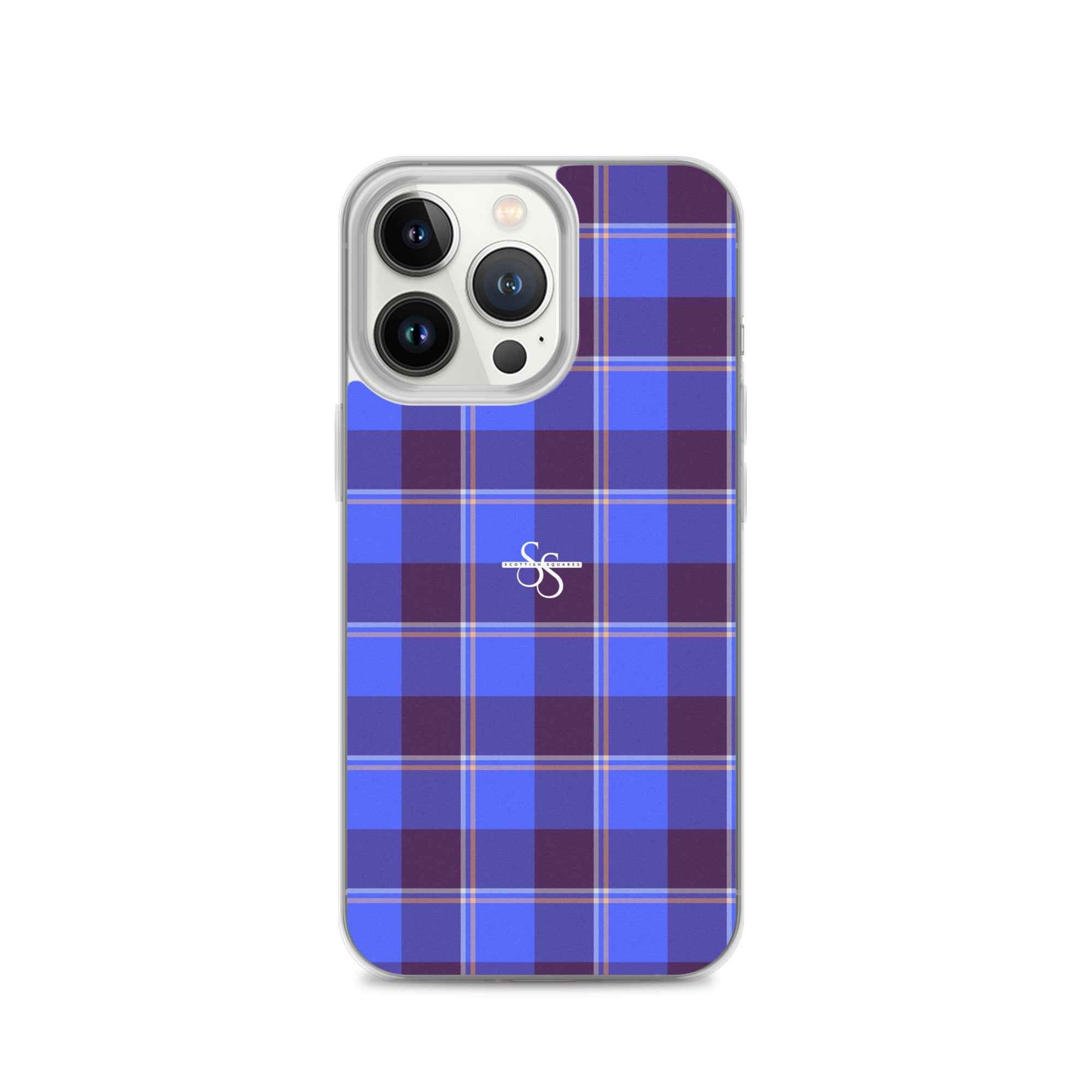 Clear Case for iPhone Cornflower Blue and Livid Brown Plaid iPhone 13 Pro - Scottish Squares