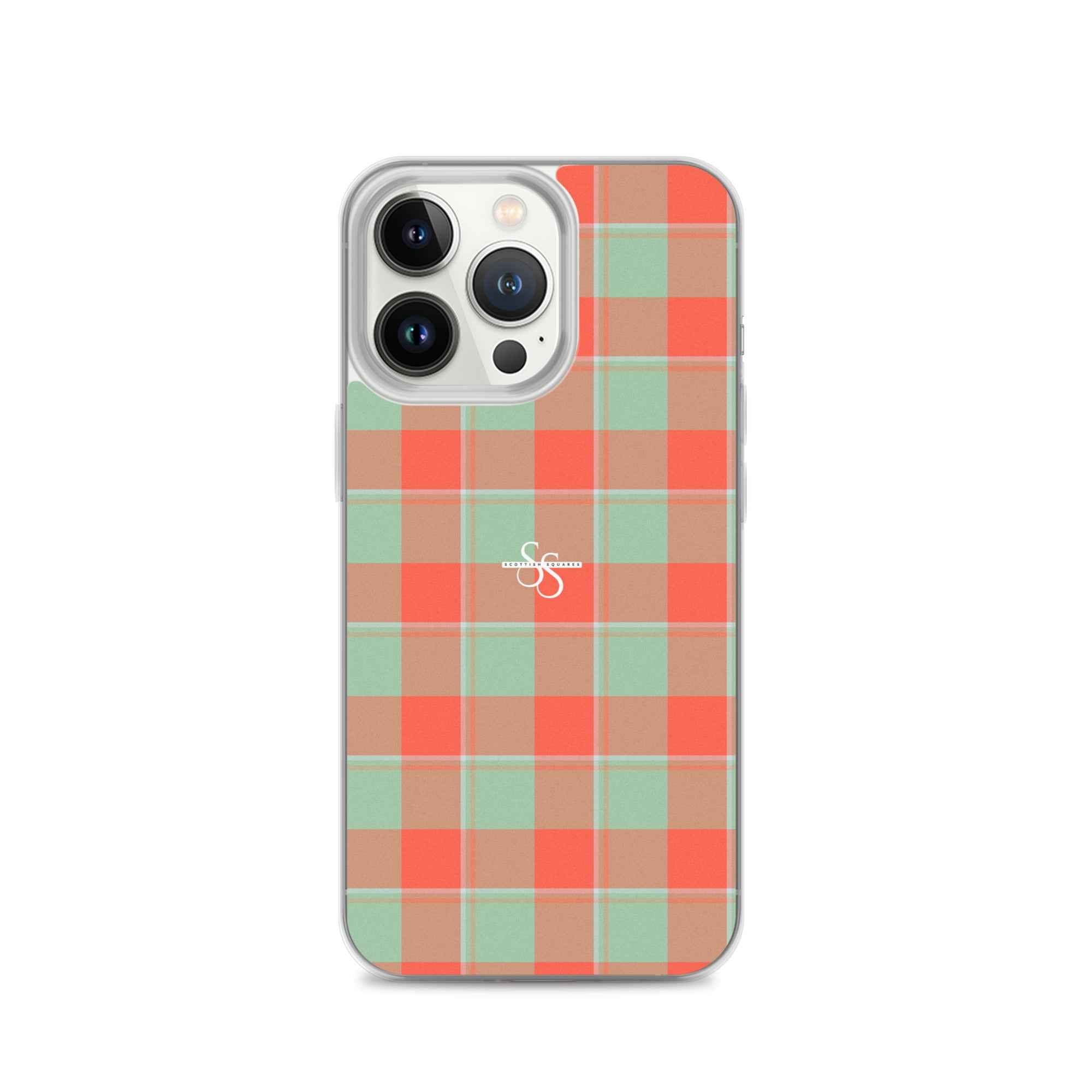 Clear Case for iPhone Spring Rain and Persimmon Plaid iPhone 13 Pro - Scottish Squares