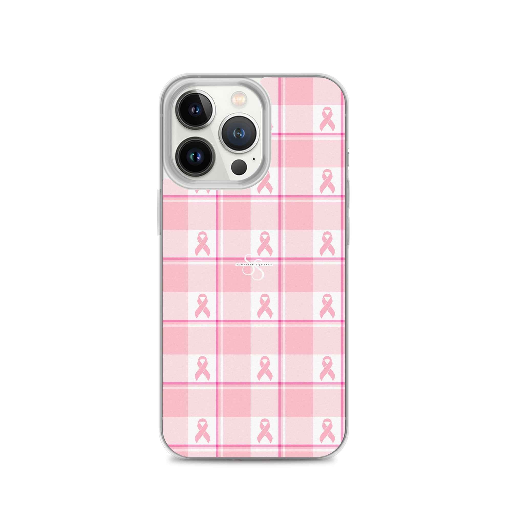 Clear Case for iPhone Breast Cancer Awareness Plaid iPhone 13 Pro - Scottish Squares