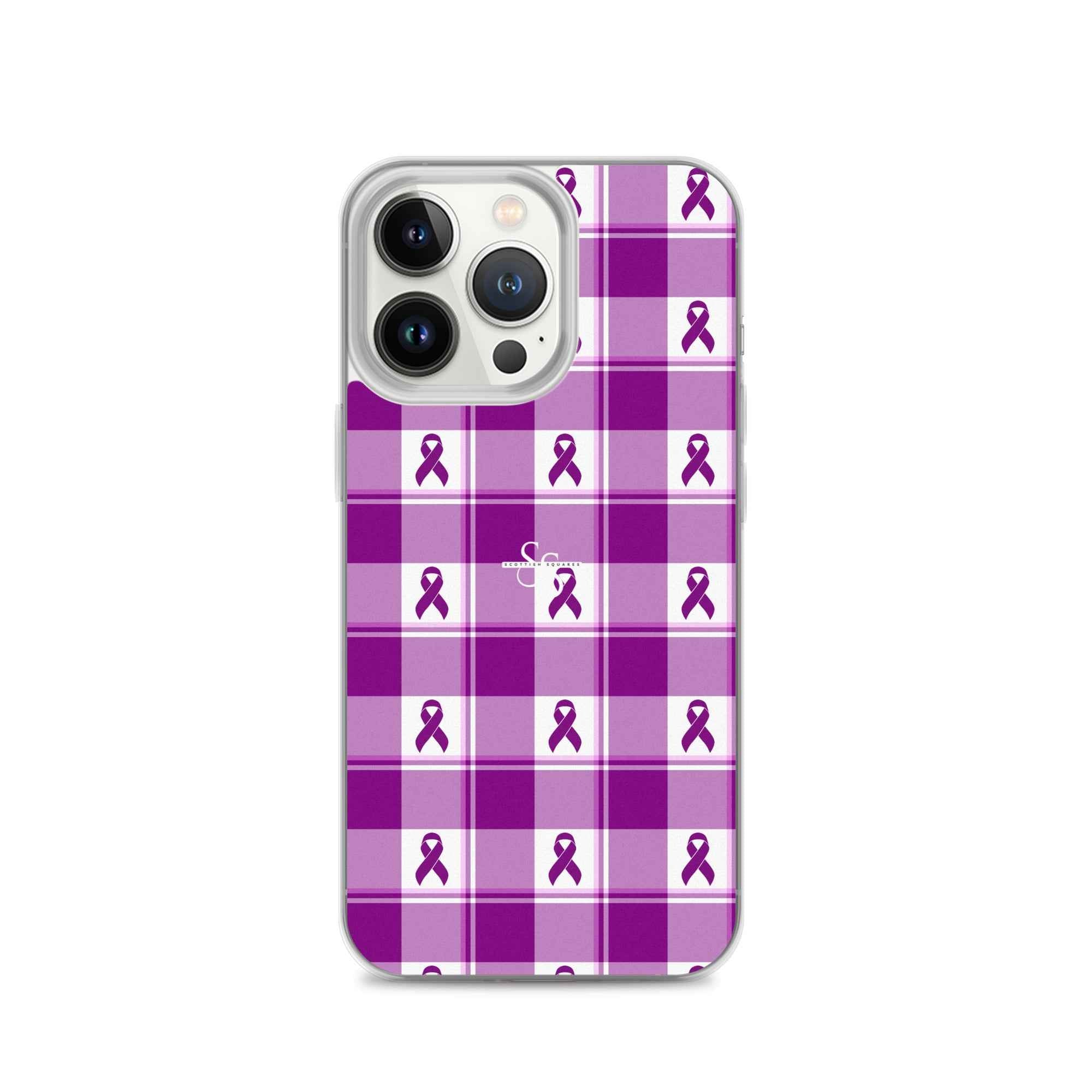 Clear Case for iPhone Pancreatic Cancer Awareness Plaid iPhone 13 Pro - Scottish Squares