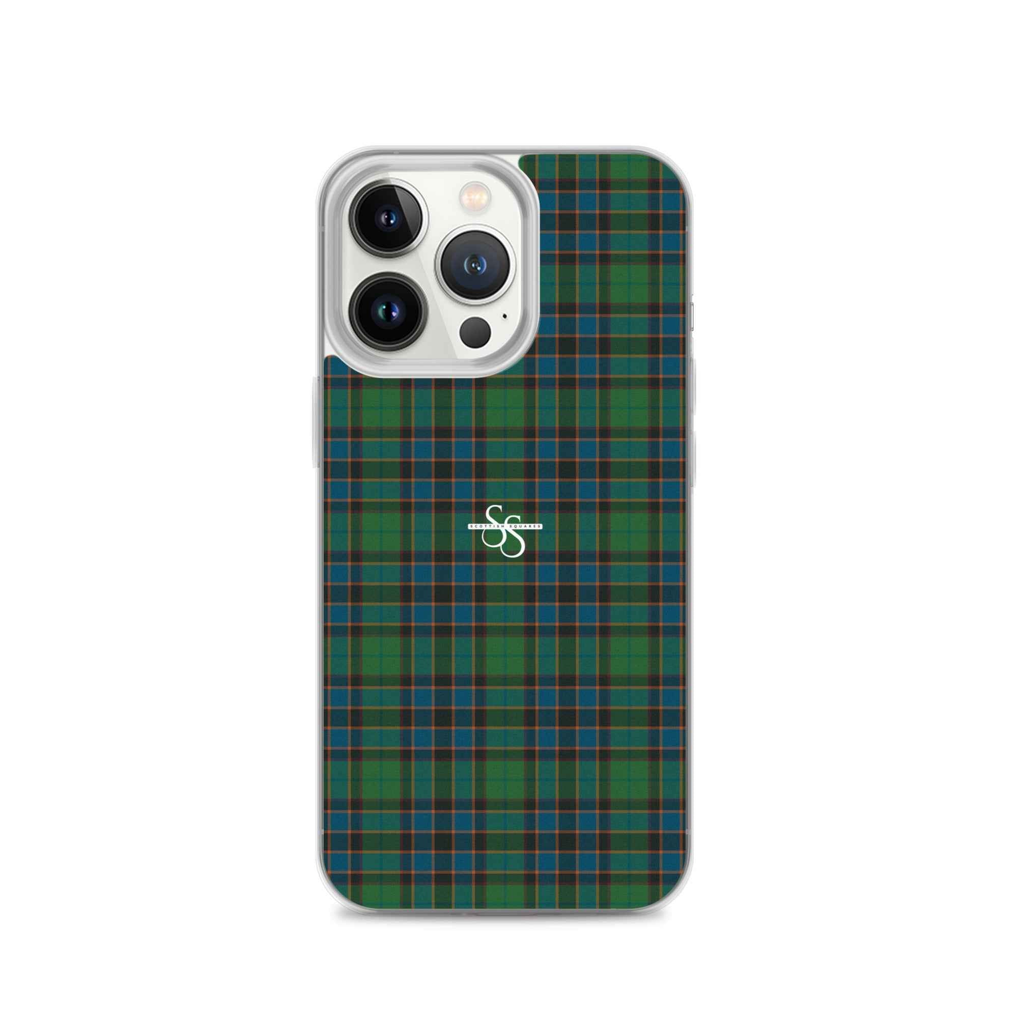 Clear Case for iPhone Green Blue Orange Plaid Tartan