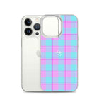 Clear Case for iPhone Mauve and Coastal Mist Plaid - Scottish Squares