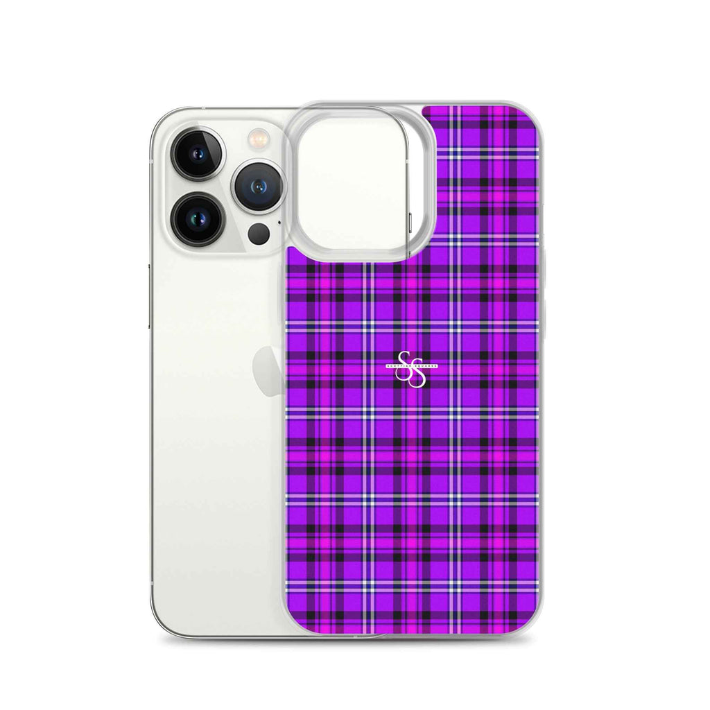 Clear Case for iPhone Electric Violet and Fuchsia Plaid - Scottish Squares