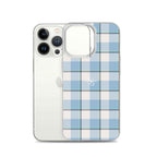 Clear Case for iPhone Pink Cloud and Blue Lagoon Plaid - Scottish Squares