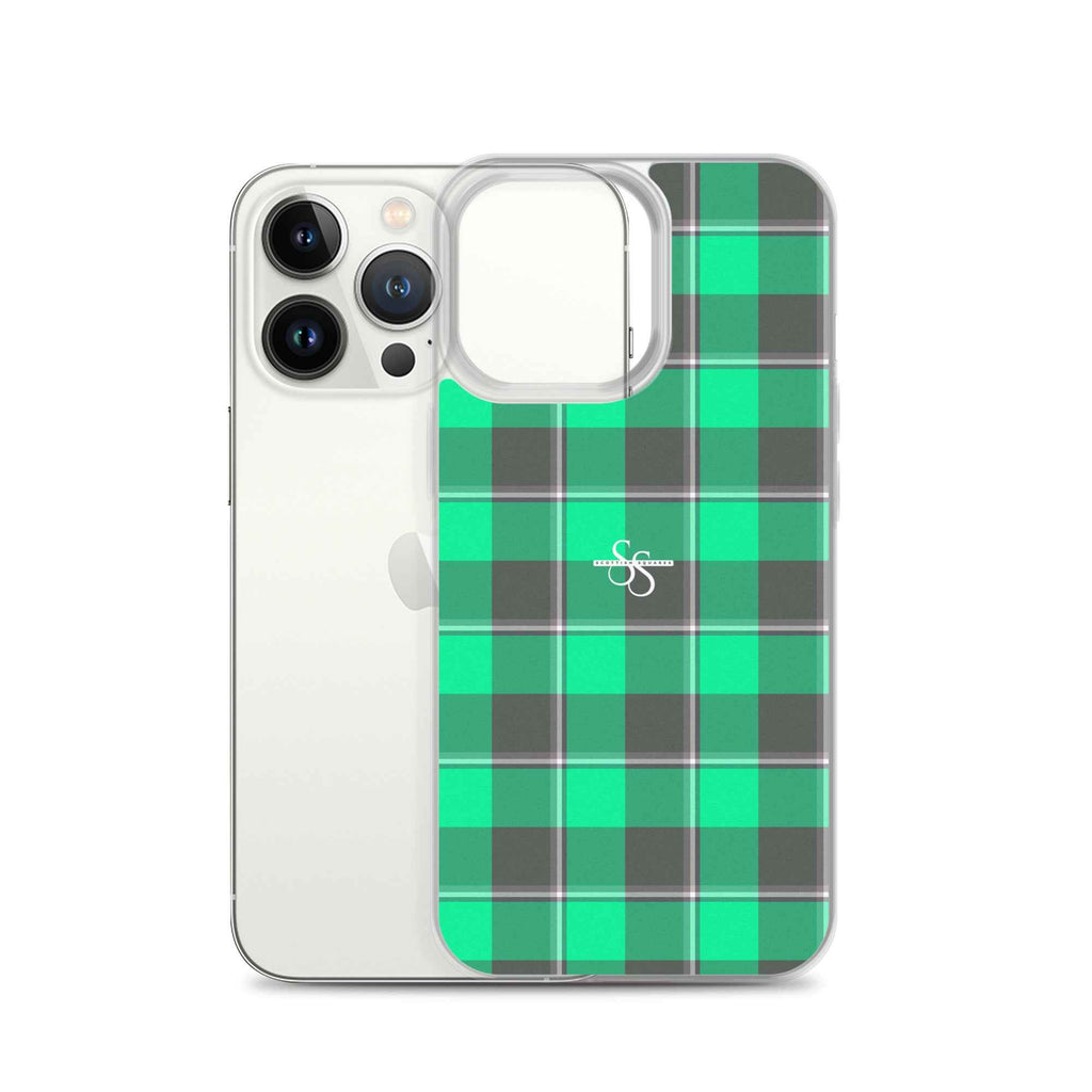 Clear Case for iPhone Spring Green and Finlandia Plaid - Scottish Squares
