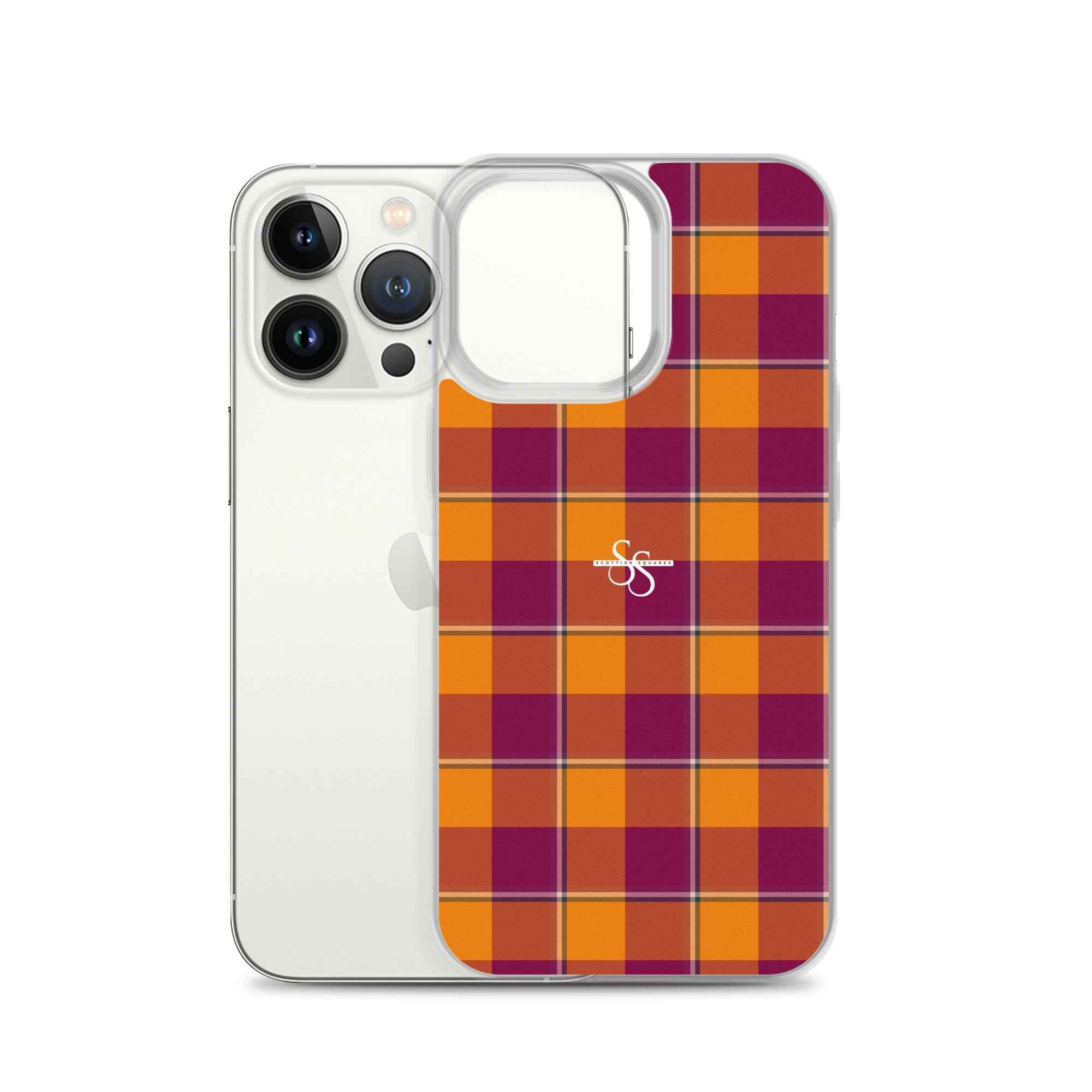 Clear Case for iPhone Tahiti Gold and Rose Bud Cherry Plaid - Scottish Squares
