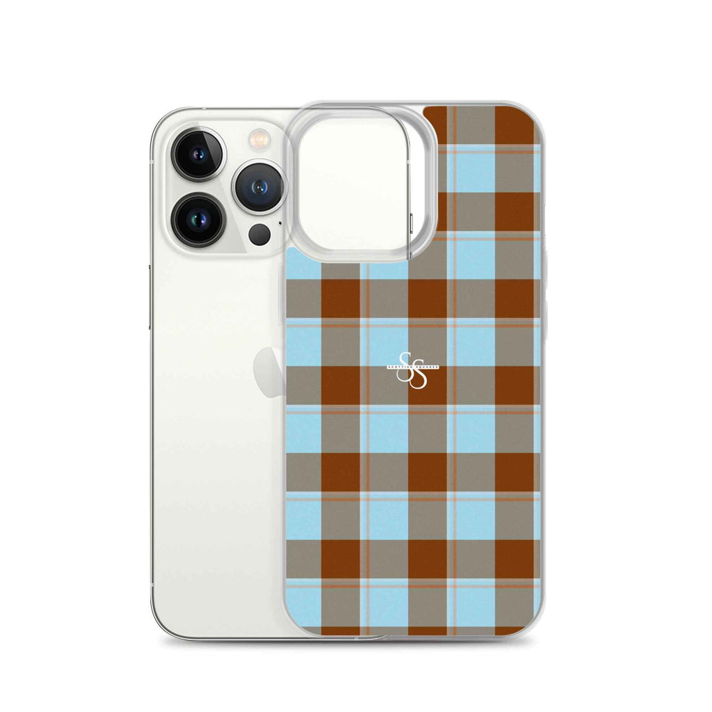 Clear Case for iPhone Blizzard Blue and Livid Brown Plaid - Scottish Squares