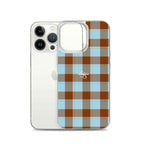 Clear Case for iPhone Blizzard Blue and Livid Brown Plaid - Scottish Squares