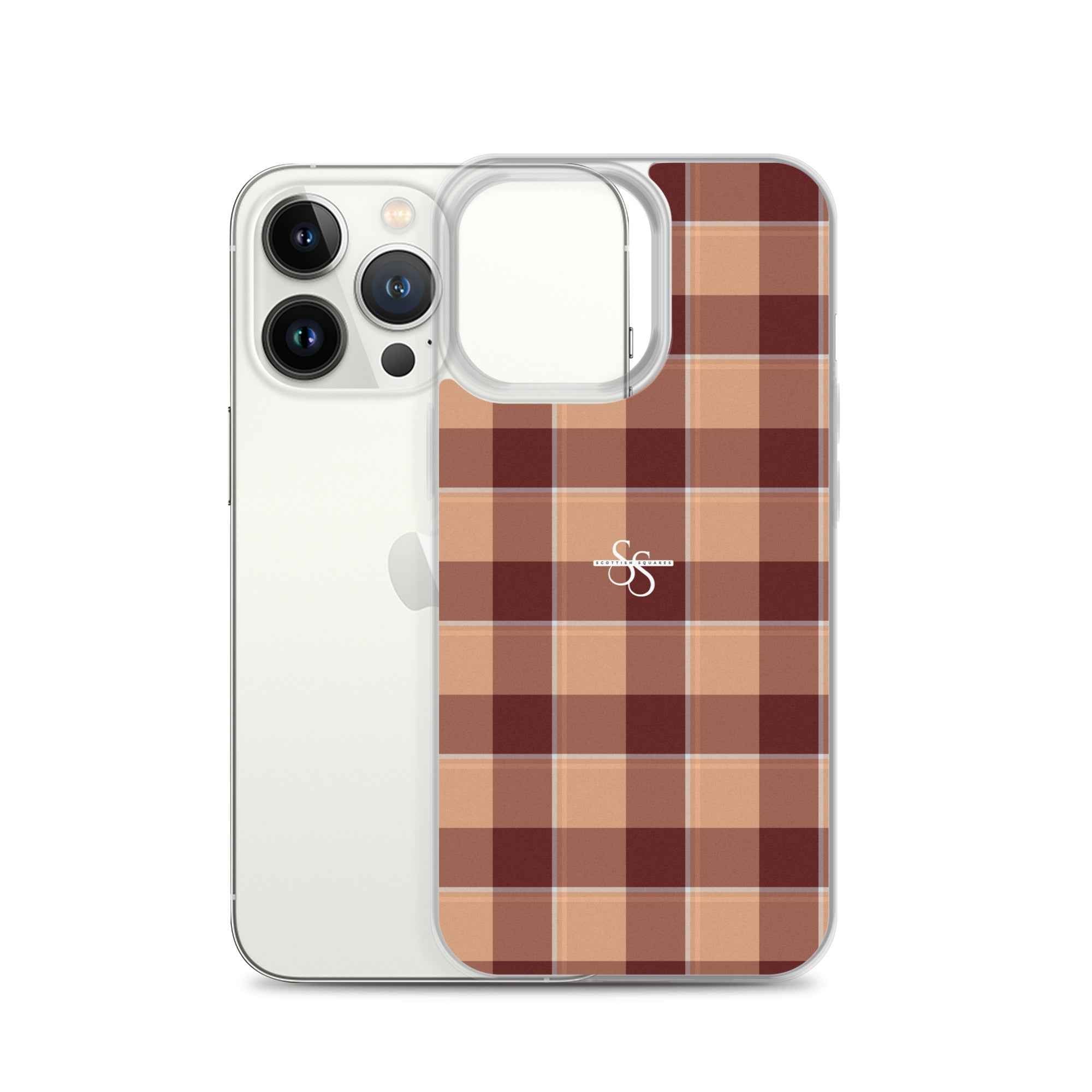 Clear Case for iPhone Whiskey and Livid Brown Plaid - Scottish Squares