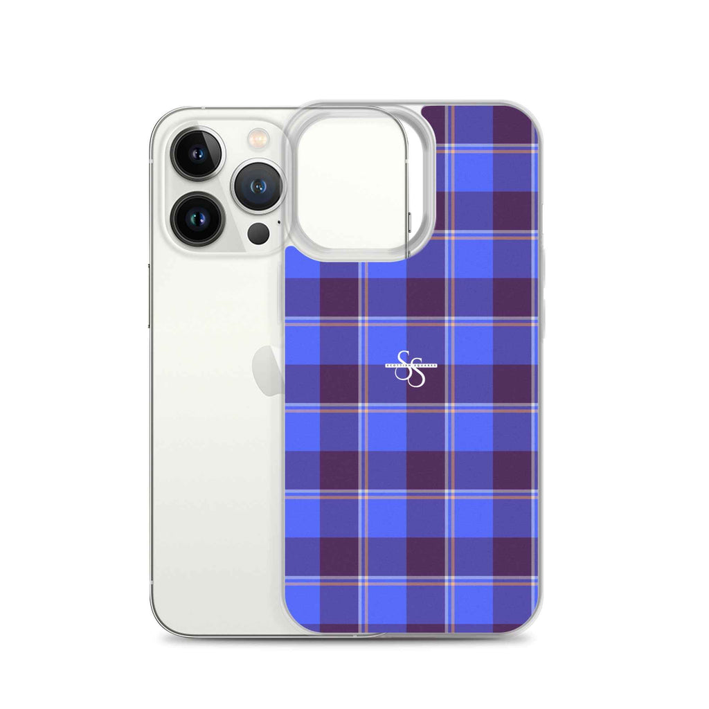 Clear Case for iPhone Cornflower Blue and Livid Brown Plaid - Scottish Squares