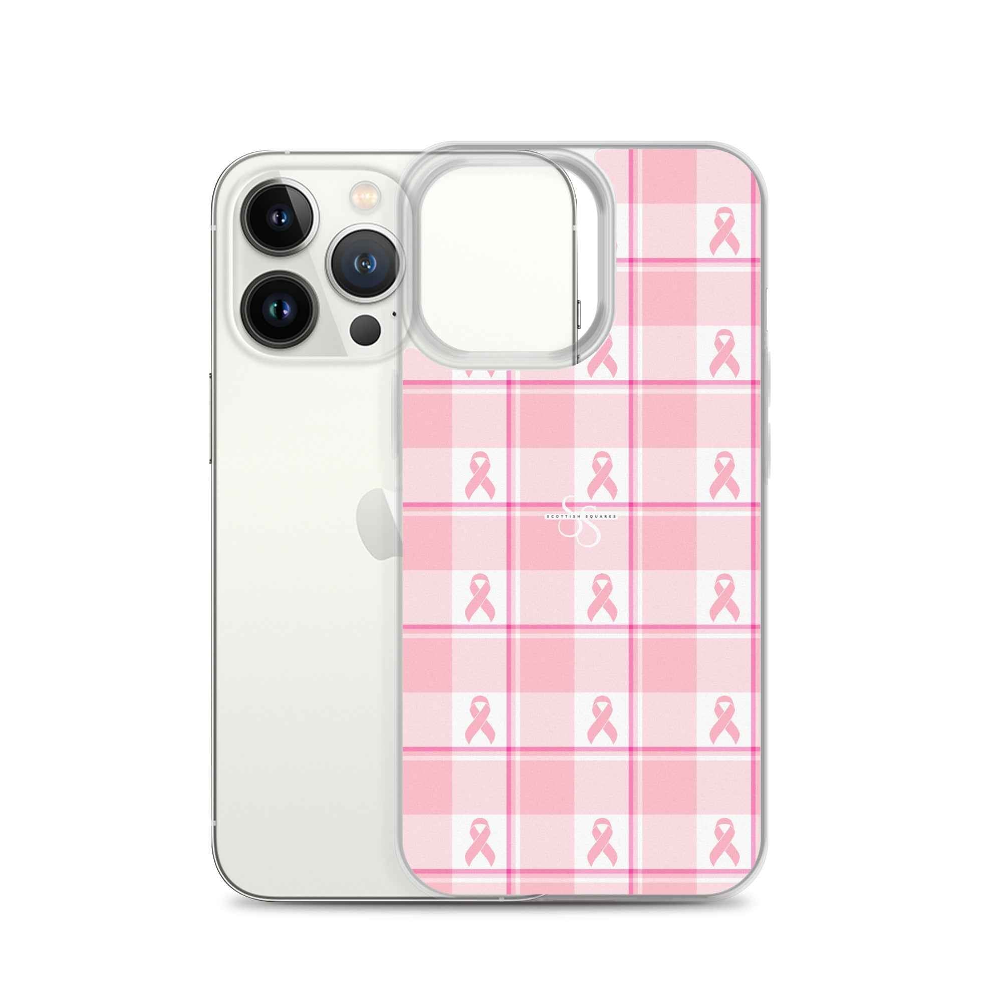 Clear Case for iPhone Breast Cancer Awareness Plaid - Scottish Squares