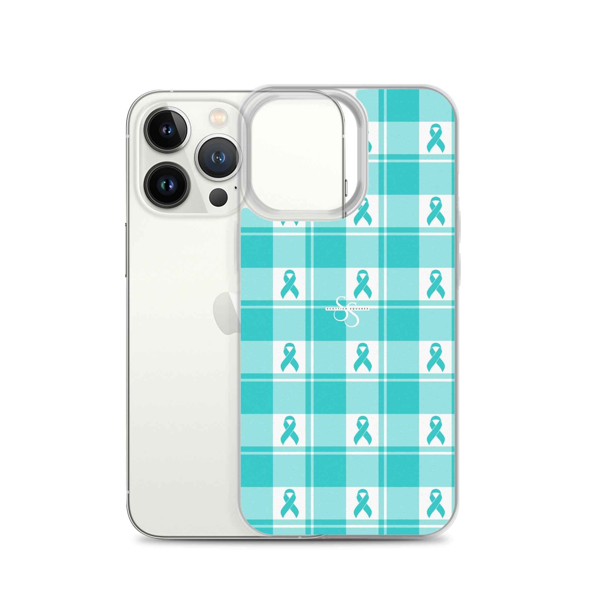 Clear Case for iPhone Ovarian Cancer Awareness Plaid - Scottish Squares