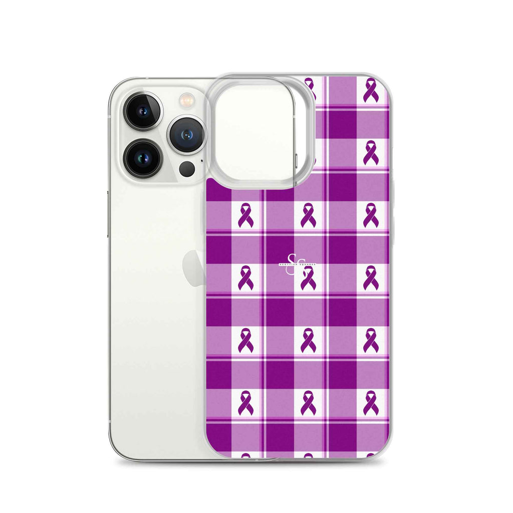 Clear Case for iPhone Pancreatic Cancer Awareness Plaid - Scottish Squares
