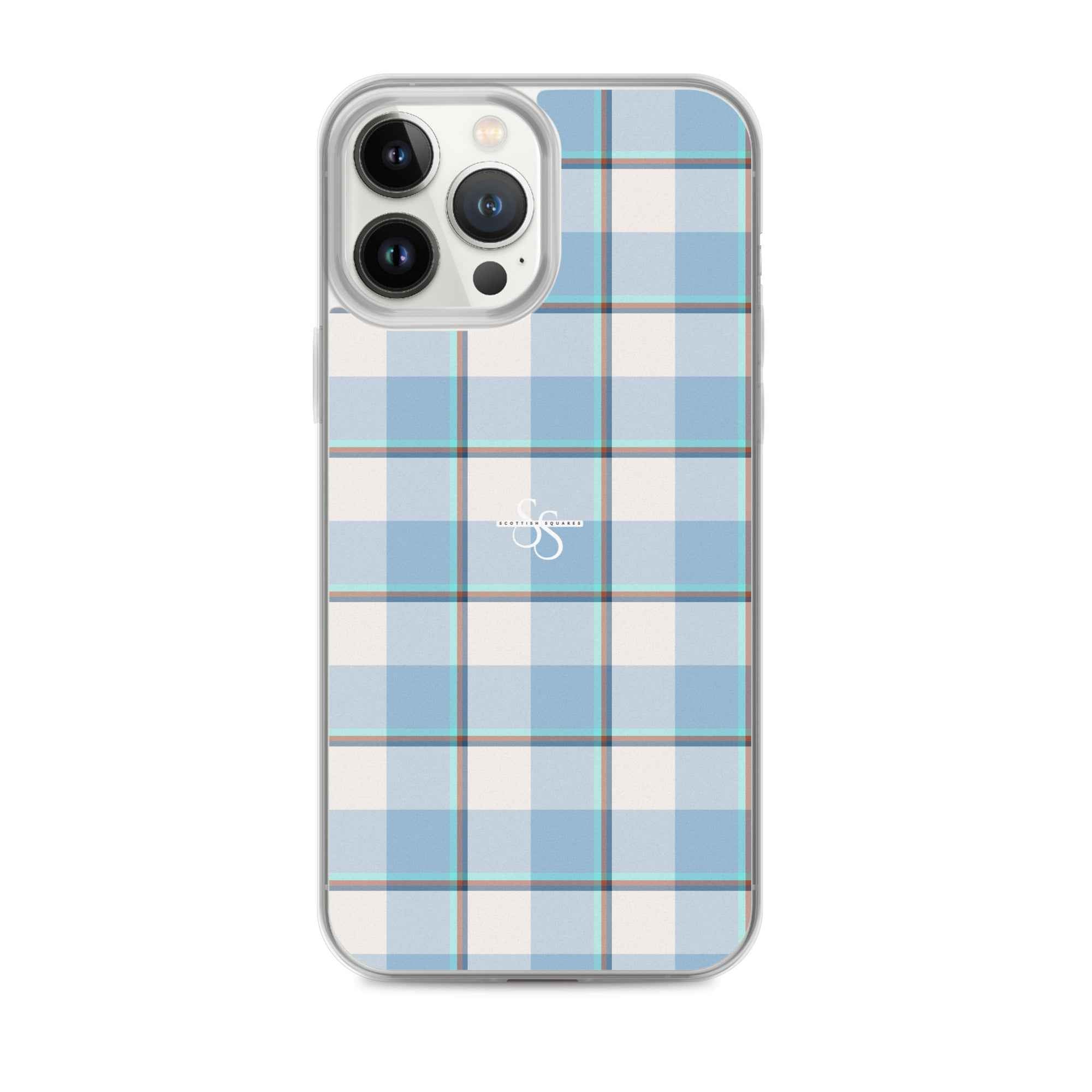 Clear Case for iPhone Pink Cloud and Blue Lagoon Plaid iPhone 13 Pro Max - Scottish Squares