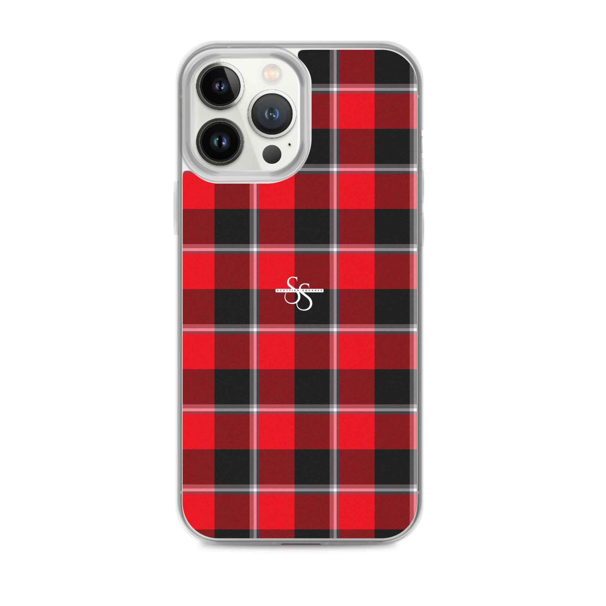 Clear Case for iPhone Red Ribbon and Heavy Metal Plaid iPhone 13 Pro Max - Scottish Squares