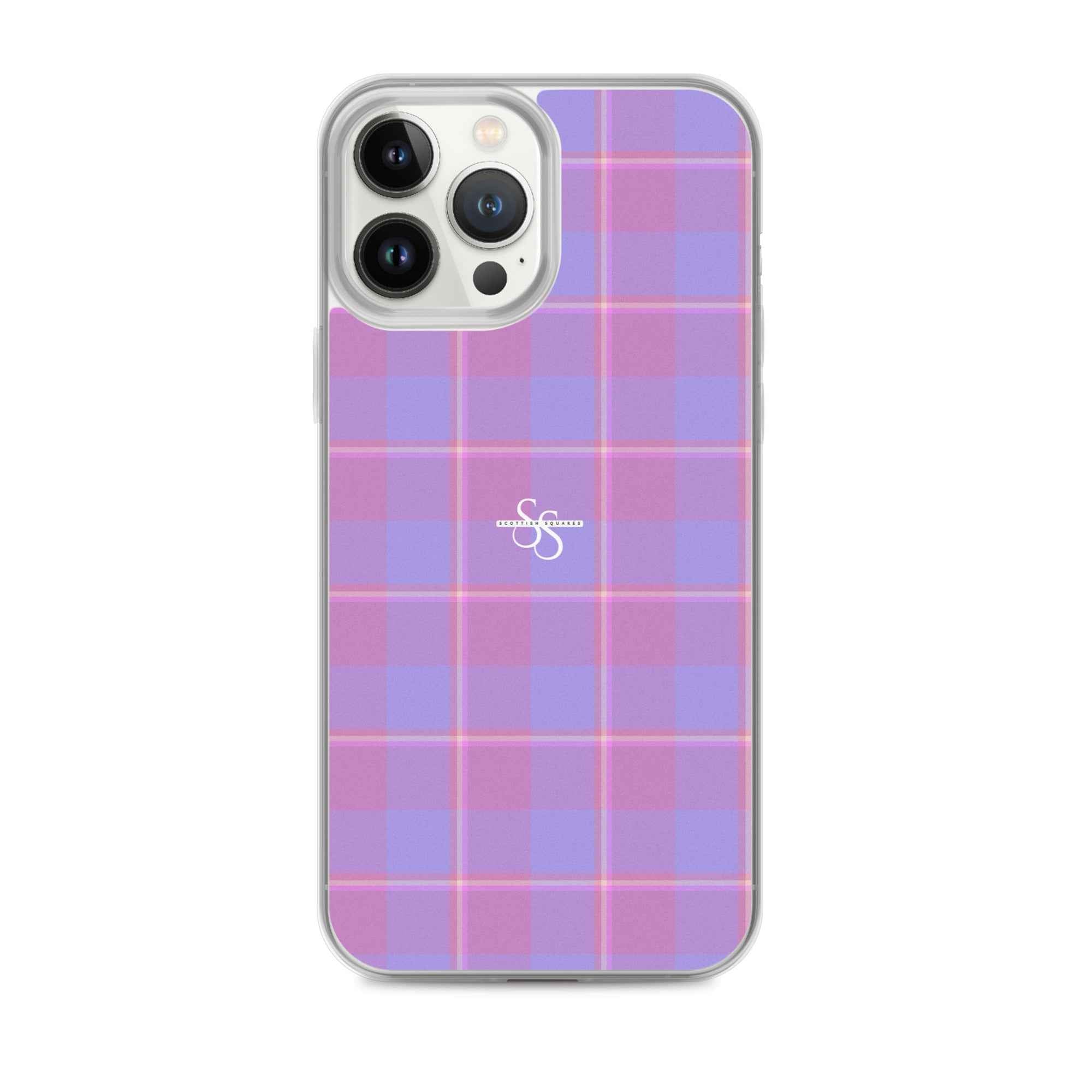 Clear Case for iPhone Viola and Dull Lavender Plaid iPhone 13 Pro Max - Scottish Squares