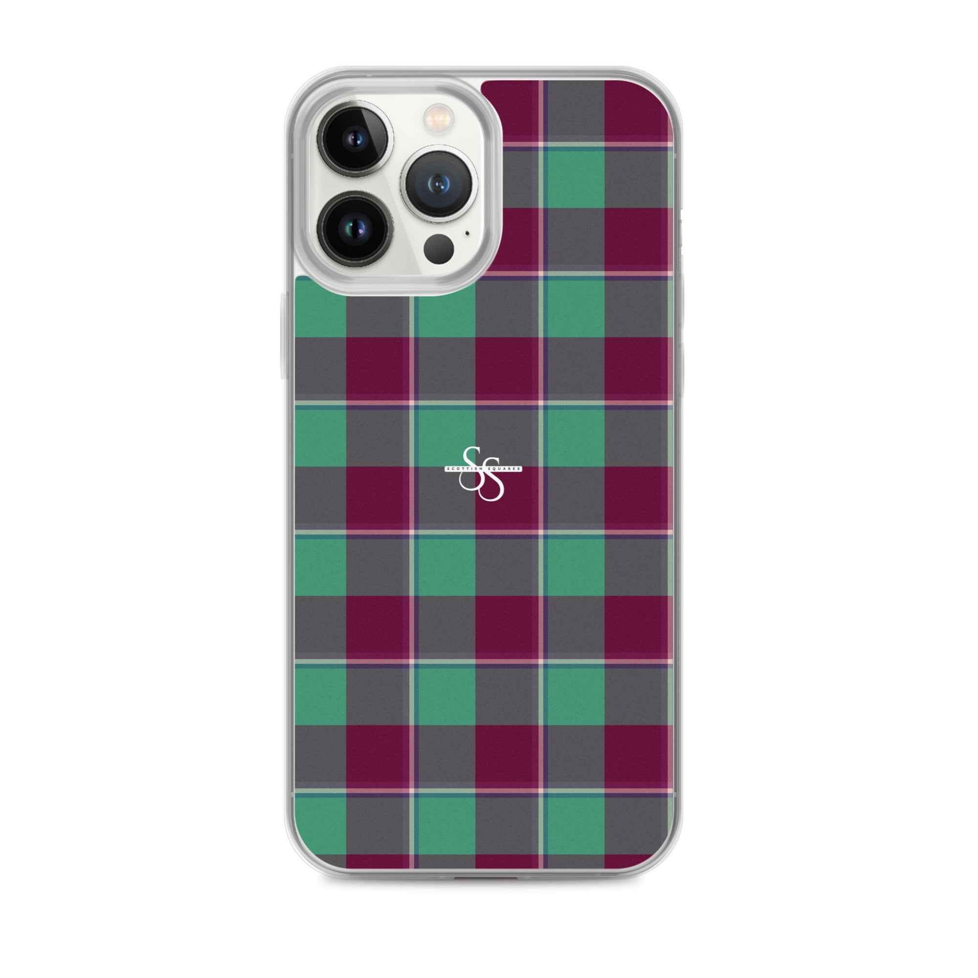 Clear Case for iPhone Ocean Green and Mulberry Wood Plaid iPhone 13 Pro Max - Scottish Squares