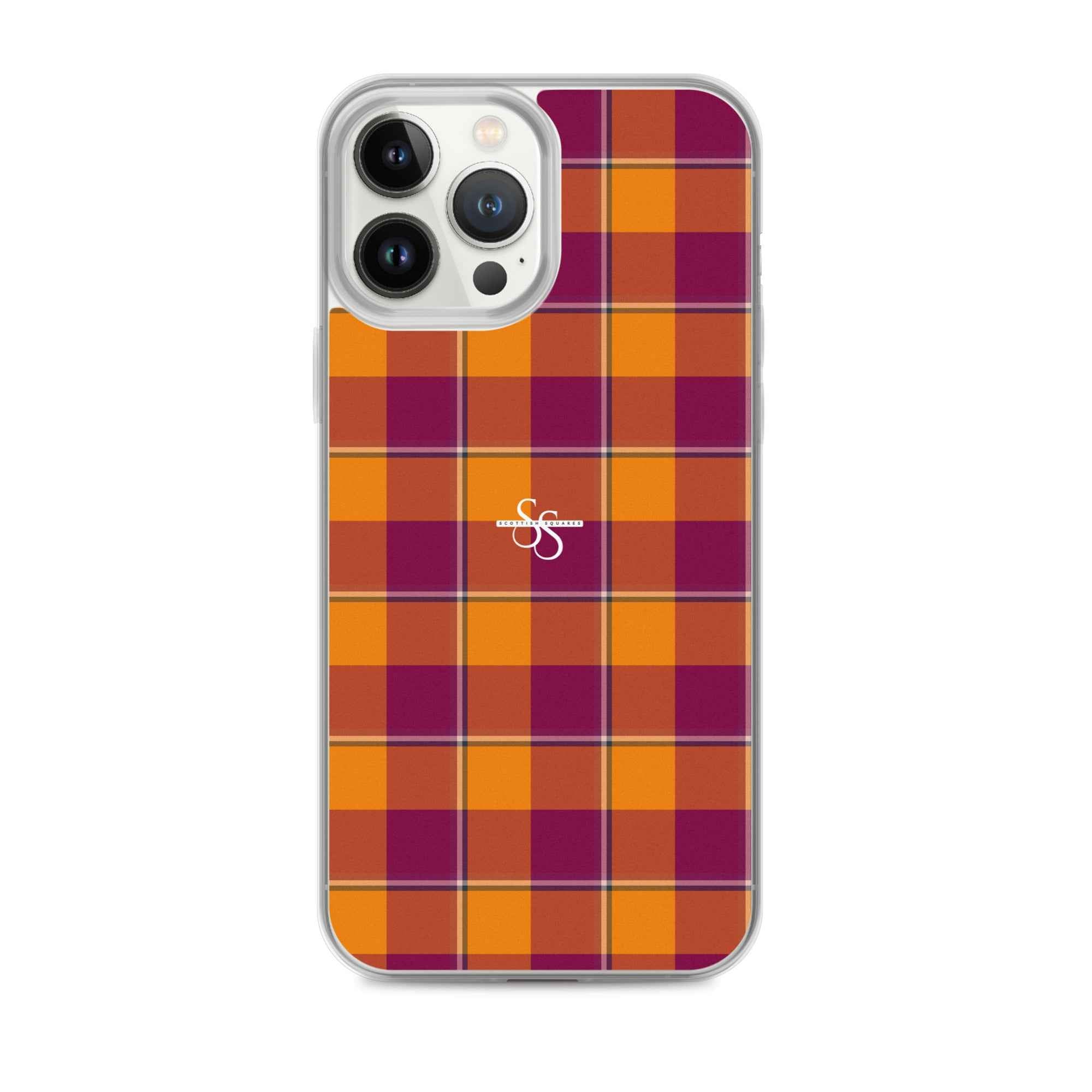 Clear Case for iPhone Tahiti Gold and Rose Bud Cherry Plaid iPhone 13 Pro Max - Scottish Squares
